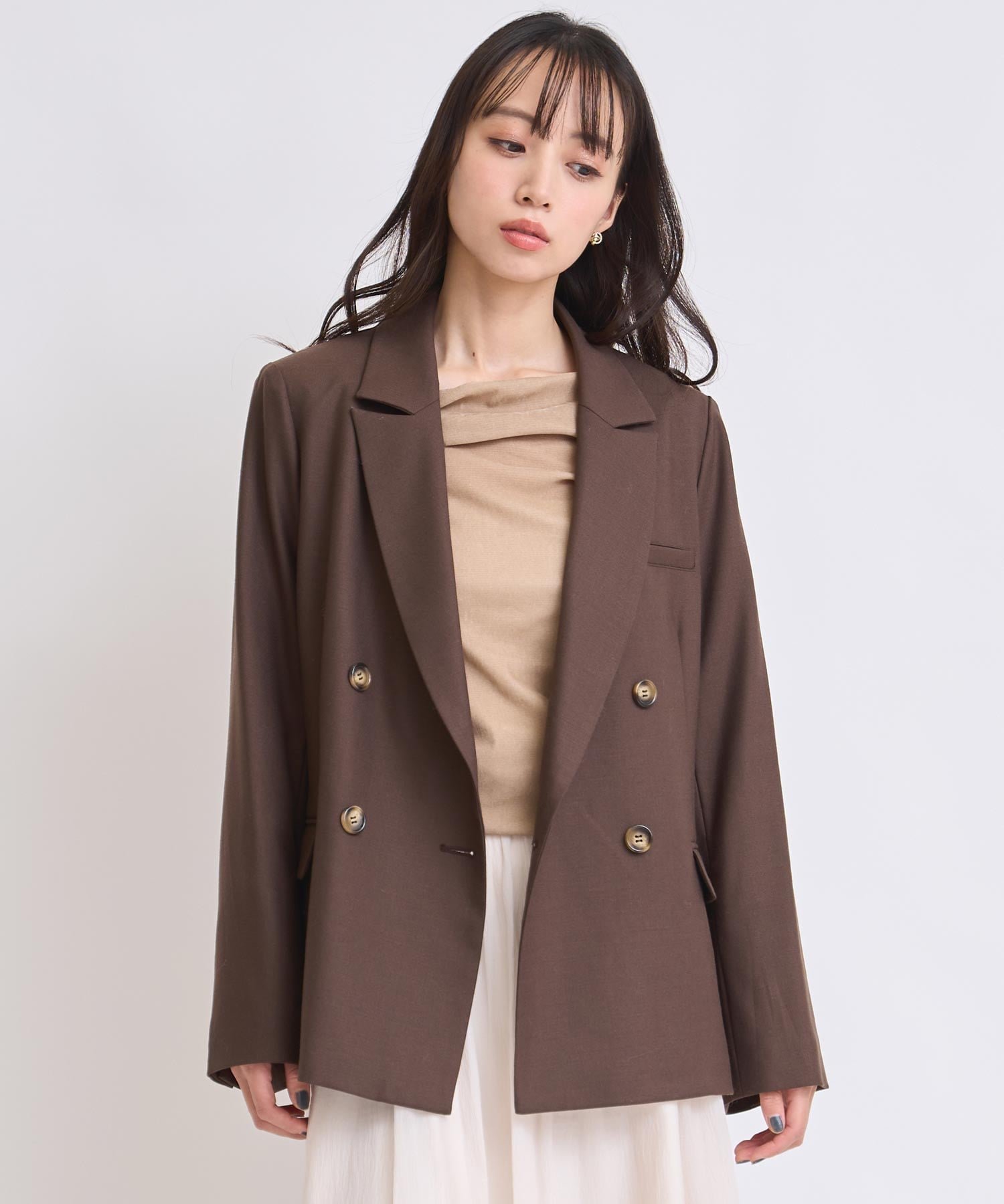 【ノエラ/Noela】のウールダブルブレストジャケット インテリア・キッズ・メンズ・レディースファッション・服の通販 founy(ファニー) 　ファッション　Fashion　レディースファッション　Fashion for Women　アウター　Coat / Outerwear Collection　レディースジャケット・軽アウター　Jackets　クラシカル　Classical, Vintage-Inspired　ポケット　Pocket, Pocket Detail　チャ|ID: prp329100004936443 ipo3291000000037042788