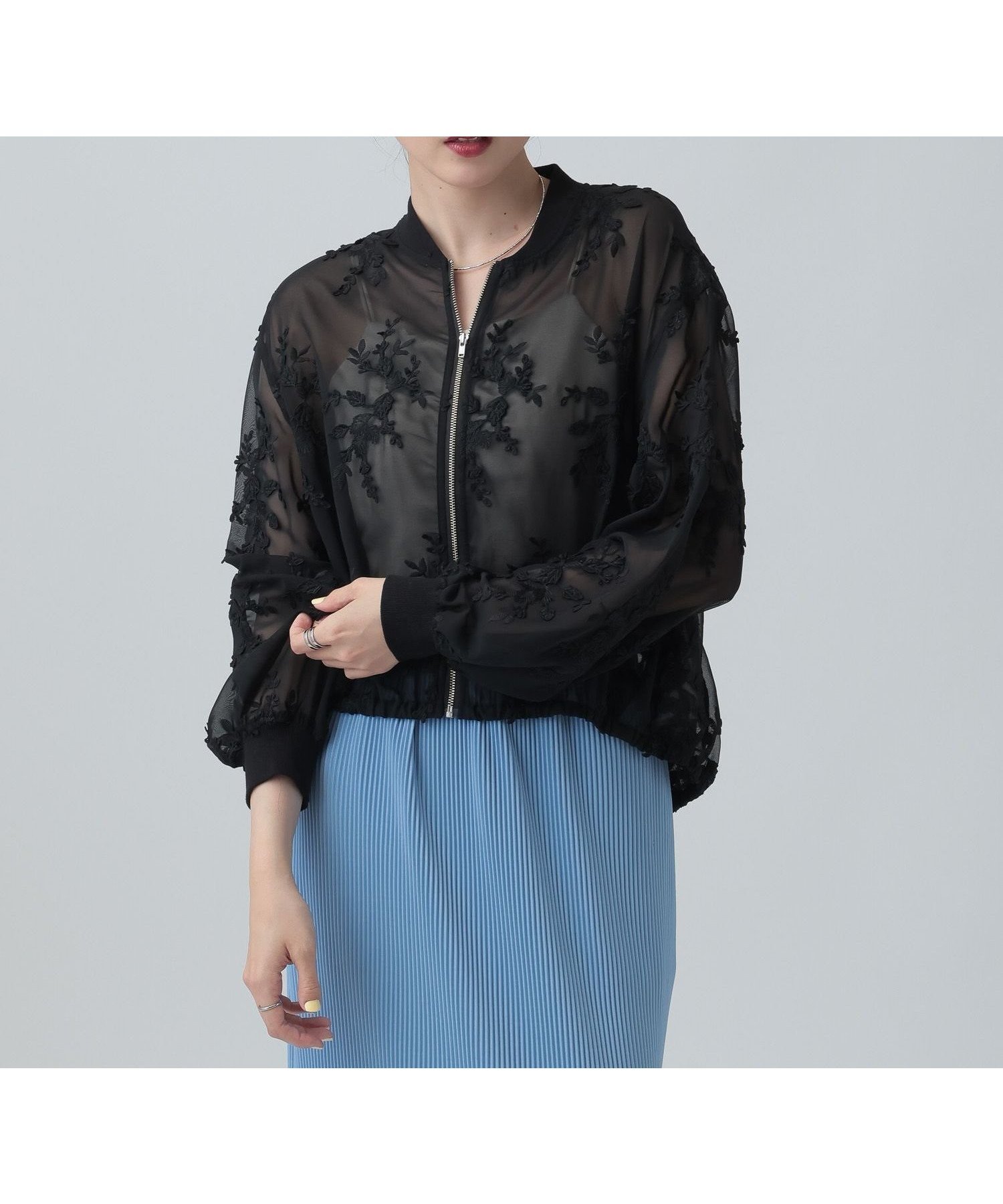 【レプシィム ローリーズファーム/LEPSIM LOWRYS FARM】の3Dレースギャザーブルゾン インテリア・キッズ・メンズ・レディースファッション・服の通販 founy(ファニー) 　ファッション　Fashion　レディースファッション　Fashion for Women　アウター　Coat / Outerwear Collection　ブルゾンジャケット・スポーティアウター　Blouson Jackets　ブルゾン　Blouson, Bomber Jacket　レース　Lace, Lace Fabric　ブラック09|ID: prp329100004936451 ipo3291000000037042821
