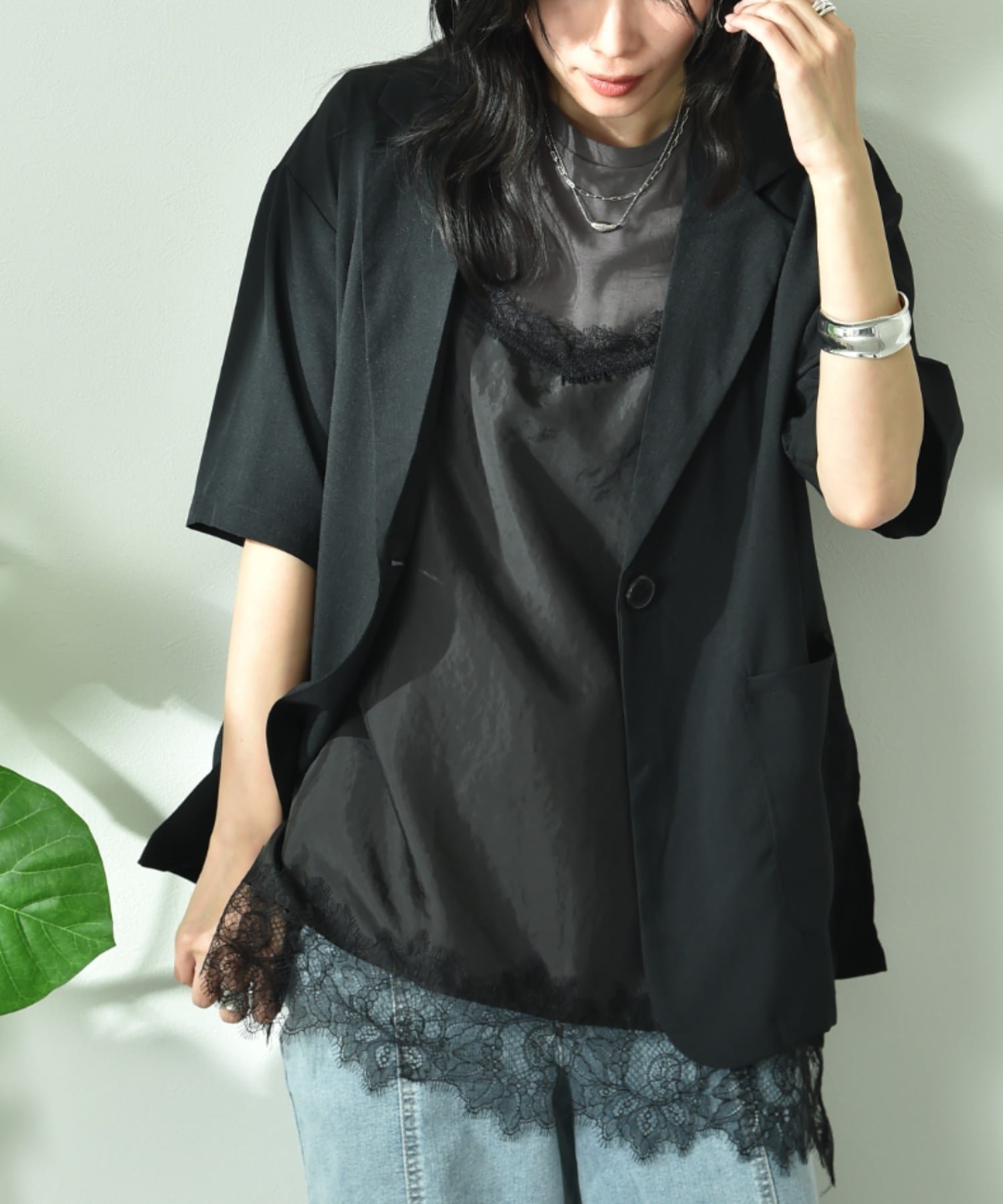 【インタープラネット/INTERPLANET】のリネンライク半袖テーラードジャケット インテリア・キッズ・メンズ・レディースファッション・服の通販 founy(ファニー) 　ファッション　Fashion　レディースファッション　Fashion for Women　アウター　Coat / Outerwear Collection　レディースジャケット・軽アウター　Jackets　テーラードジャケット / 通勤・きれいめスタイル　Tailored Jackets & Blazers　インナー　Innerwear　シンプル　Simple, Minimal　ジャケット　Jacket, Outerwear　ベーシック　Basic, Essential　エレガント 上品　Elegant　半袖　Short Sleeve, Half Sleeve　定番　Standard, Basic Item　羽織　Haori, Light Jacket　ブラック|ID: prp329100004936454 ipo3291000000037042835