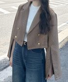 【ジュノア/JUNOAH】のゴールド釦2wayショートジャケット 人気、トレンドファッション・服の通販 founy(ファニー) ファッション Fashion レディースファッション Fashion for Women アウター Coat / Outerwear Collection レディースジャケット・軽アウター Jackets ショート Short, Short Length ジャケット Jacket, Outerwear チェック Check, Plaid, Tartan 無地 Plain, Solid Color thumbnail ブラウン|ID: prp329100004936456 ipo3291000000037042843