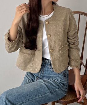 【ジュノア/JUNOAH】のcallautia ゴールドボタンツイードジャケット 人気、トレンドファッション・服の通販 founy(ファニー) ファッション Fashion レディースファッション Fashion for Women アウター Coat / Outerwear Collection レディースジャケット・軽アウター Jackets |ID:prp329100004936480