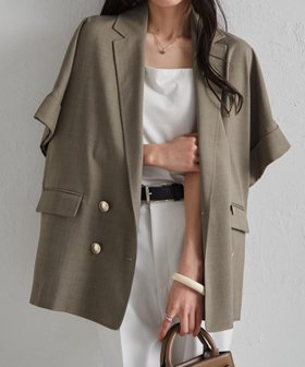 【ラナン/Ranan】のRanan/麻調ダブルボタンハーフスリーブジャケット 人気、トレンドファッション・服の通販 founy(ファニー) ファッション Fashion レディースファッション Fashion for Women アウター Coat / Outerwear Collection レディースジャケット・軽アウター Jackets ジャケット Jacket, Outerwear ダブル Double, Double-Breasted デニム Denim, Jeans Material フラップ Flap, Flap Pocket ボックス Boxy, Box Shape ポケット Pocket, Pocket Detail リラックス Relax, Relaxed Fit |ID:prp329100004936580