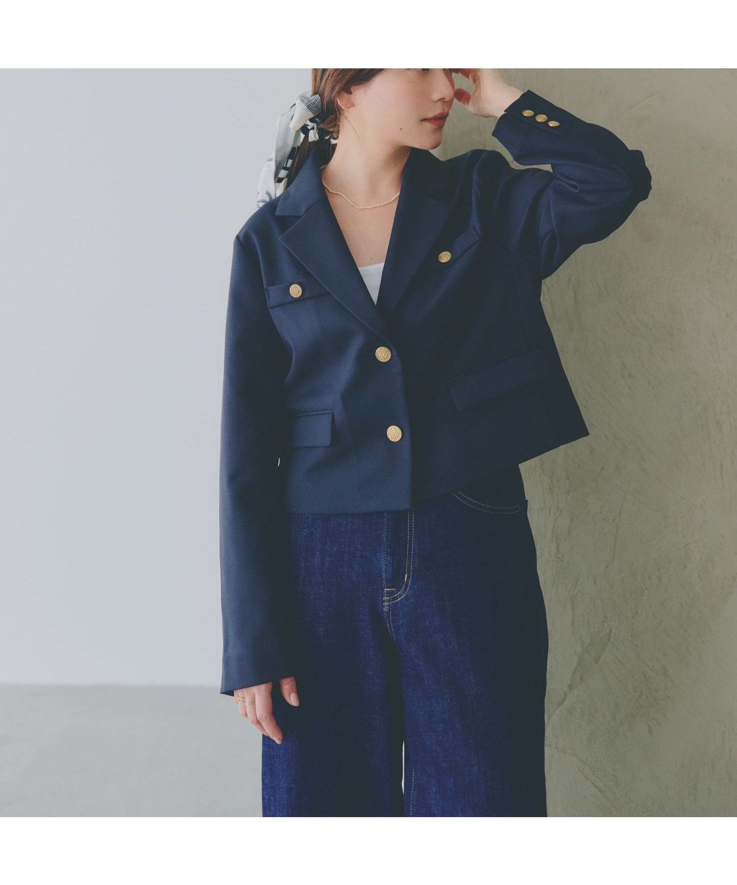 【グローバルワーク/GLOBAL WORK】の高山直子さんコラボ/金ボタンショートジャケット/EiiS/289628 インテリア・キッズ・メンズ・レディースファッション・服の通販 founy(ファニー) 　ファッション　Fashion　レディースファッション　Fashion for Women　アウター　Coat / Outerwear Collection　レディースジャケット・軽アウター　Jackets　ヴィンテージ　Vintage Style　コラボ　Collaboration, Collab　ショート　Short, Short Length　ジャケット　Jacket, Outerwear　雑誌　Magazine, Fashion Magazine　デニム　Denim, Jeans Material　バランス　Balance, Style Balance　パイピング　Piping, Trim Design　犬　Dog　ダークネイビー89|ID: prp329100004936587 ipo3291000000037043649