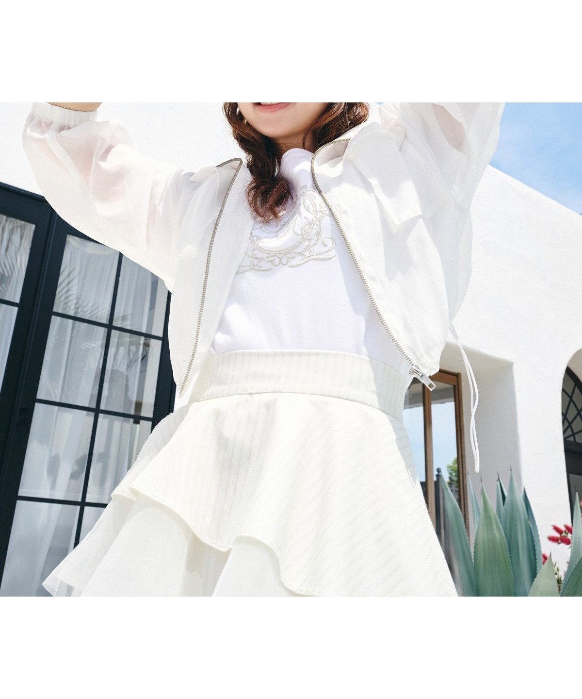 【レディアゼル/REDYAZEL】のフロントポケットシアージャケット インテリア・キッズ・メンズ・レディースファッション・服の通販 founy(ファニー) 　ファッション　Fashion　レディースファッション　Fashion for Women　アウター　Coat / Outerwear Collection　レディースジャケット・軽アウター　Jackets　シアー　Sheer, See-Through　ショート　Short, Short Length　ジップアップ　Zip-Up, Full Zip　スタンド　Stand Collar, Upright Stand　デニム　Denim, Jeans Material　ドローコード　Drawcord, Drawstring Cord　フレア　Flare, Flared　フロント　Front, Front Design　ブルゾン　Blouson, Bomber Jacket　ポケット　Pocket, Pocket Detail　夏　Summer　オフ|ID: prp329100004936612 ipo3291000000037043806