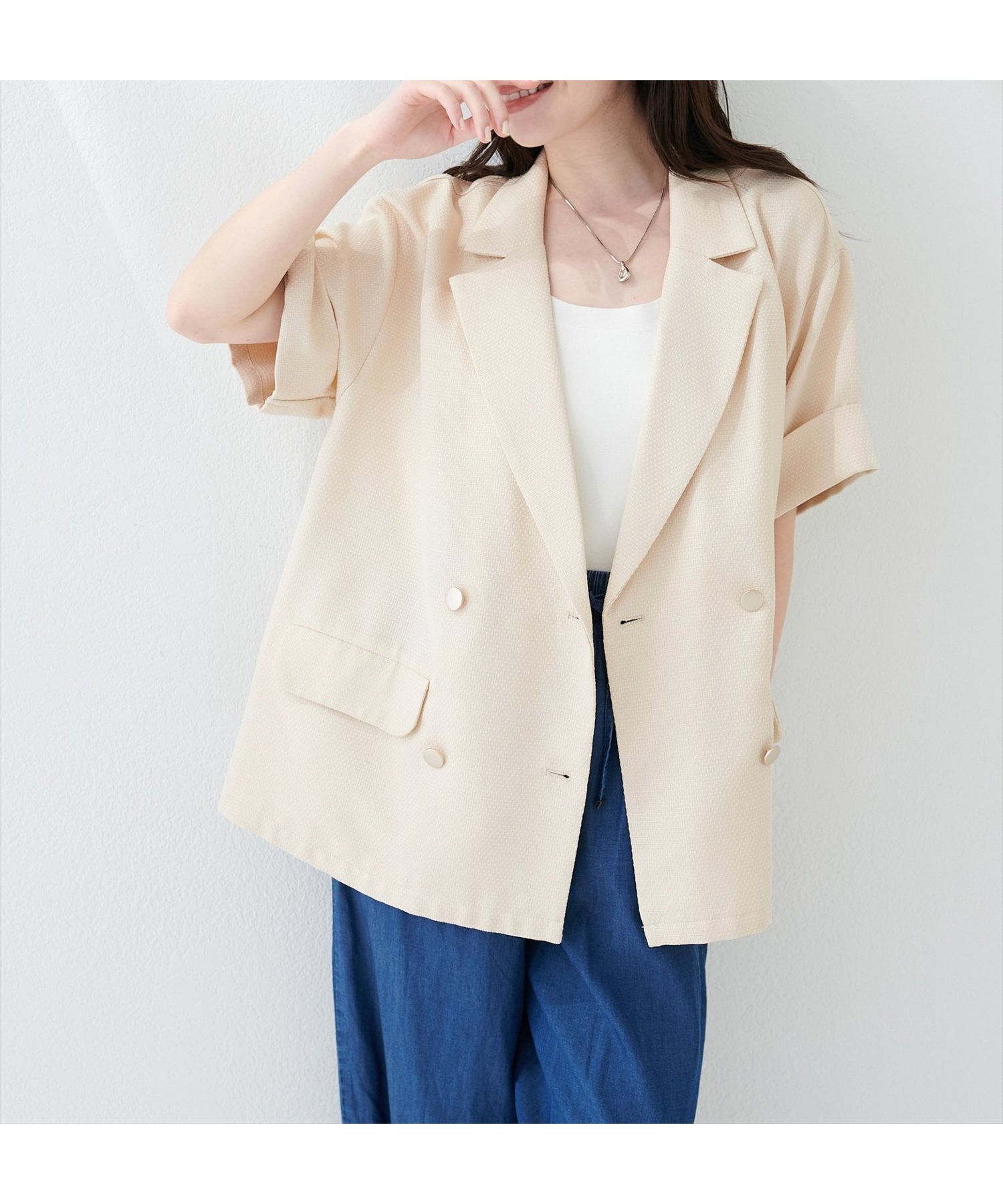 【ナチュラルクチュール/natural couture】の半袖サマーツイードテーラードジャケット インテリア・キッズ・メンズ・レディースファッション・服の通販 founy(ファニー) 　ファッション　Fashion　レディースファッション　Fashion for Women　アウター　Coat / Outerwear Collection　レディースジャケット・軽アウター　Jackets　テーラードジャケット / 通勤・きれいめスタイル　Tailored Jackets & Blazers　カットソー　Cut and Sewn Top　ダブル　Double, Double-Breasted　デニム　Denim, Jeans Material　トレンド　Trend, Trending Now　フェミニン　Feminine, Girly　半袖　Short Sleeve, Half Sleeve　リラックス　Relax, Relaxed Fit　レース　Lace, Lace Fabric　再入荷　Restock / Back in Stock　おすすめ　Recommended / Our Picks　エレガント 上品　Elegant　2026年　2026　アイボリー|ID: prp329100004936686 ipo3291000000037044244