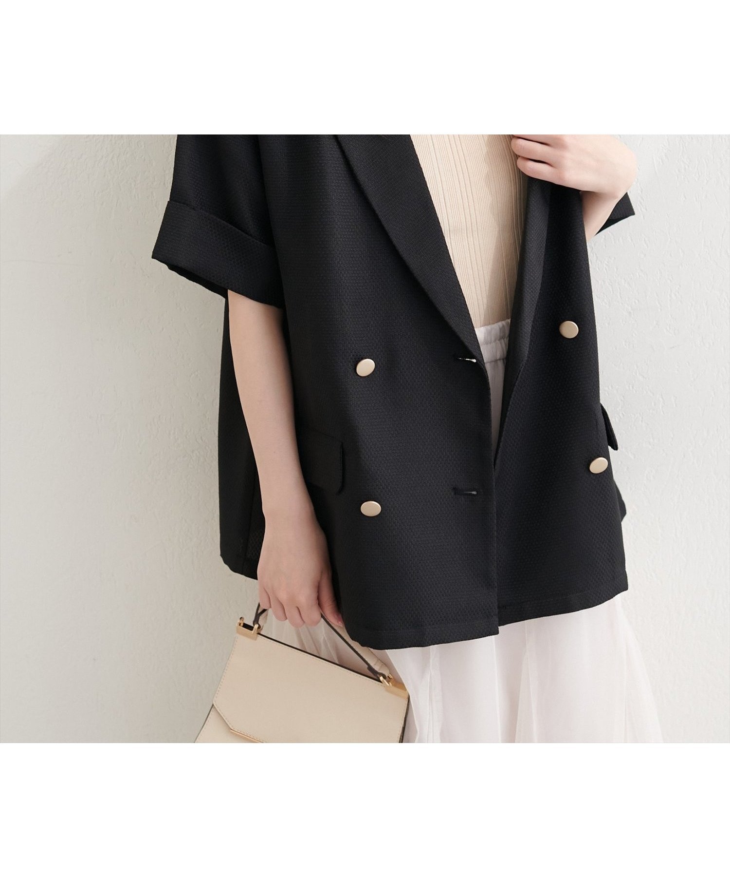 【ナチュラルクチュール/natural couture】の半袖サマーツイードテーラードジャケット インテリア・キッズ・メンズ・レディースファッション・服の通販 founy(ファニー) 　ファッション　Fashion　レディースファッション　Fashion for Women　アウター　Coat / Outerwear Collection　レディースジャケット・軽アウター　Jackets　テーラードジャケット / 通勤・きれいめスタイル　Tailored Jackets & Blazers　カットソー　Cut and Sewn Top　ダブル　Double, Double-Breasted　デニム　Denim, Jeans Material　トレンド　Trend, Trending Now　フェミニン　Feminine, Girly　半袖　Short Sleeve, Half Sleeve　リラックス　Relax, Relaxed Fit　レース　Lace, Lace Fabric　再入荷　Restock / Back in Stock　おすすめ　Recommended / Our Picks　エレガント 上品　Elegant　2026年　2026　ブラック|ID: prp329100004936686 ipo3291000000037044246