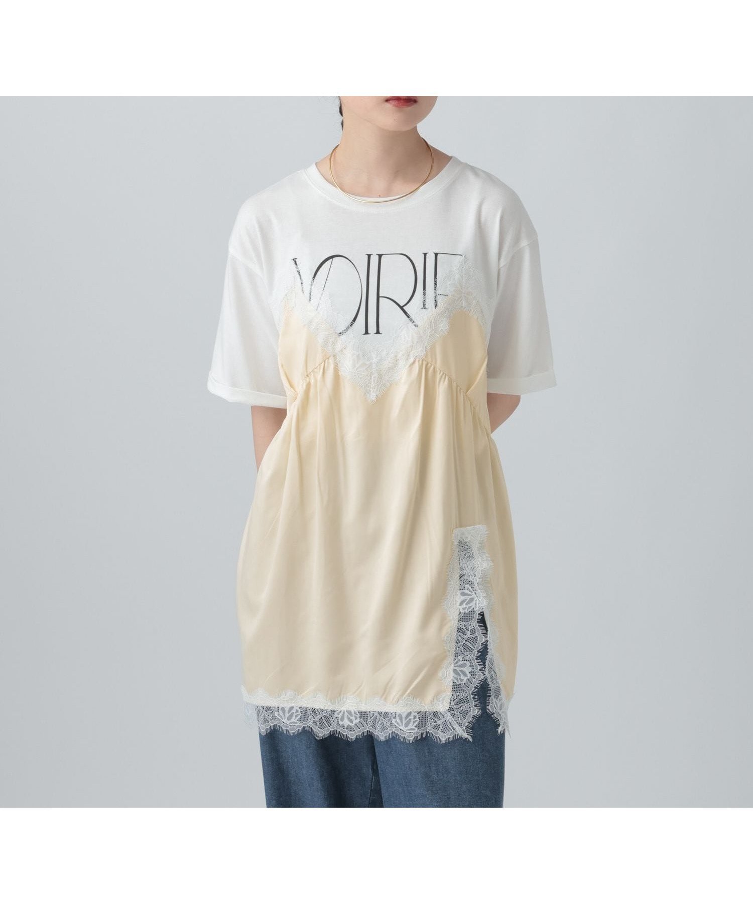 【レプシィム ローリーズファーム/LEPSIM LOWRYS FARM】のキャミドッキングプリントプルオーバー インテリア・キッズ・メンズ・レディースファッション・服の通販 founy(ファニー) 　ファッション　Fashion　レディースファッション　Fashion for Women　トップス・カットソー　Cut & Sew Tops　キャミソール&ノースリーブ　Camisoles & Sleeveless Tops　カジュアルプルオーバー・ニットトップス　Pullovers & Knit Tops / Casual Pullovers　おすすめ　Recommended / Our Picks　キャミソール　Camisole, Spaghetti Strap Top　トレンド　Trend, Trending Now　ドッキング　Docking, Mixed Material　ラップ　Wrap, Wrap Design　オフホワイト×アイボリー08|ID: prp329100004936710 ipo3291000000037044413