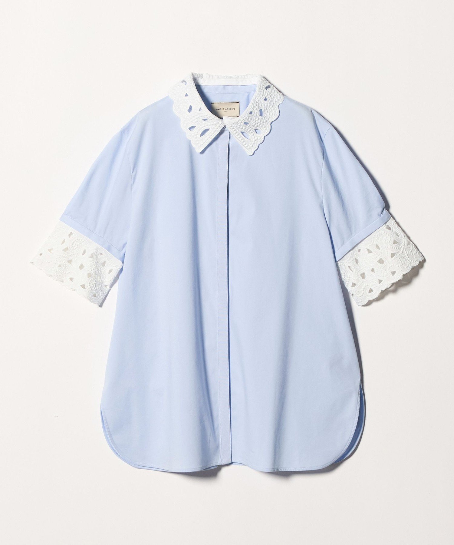 【ユナイテッドアローズ/UNITED ARROWS】のエンブロイダリー シャツ ブラウス 4WAY インテリア・キッズ・メンズ・レディースファッション・服の通販 founy(ファニー) 　ファッション　Fashion　レディースファッション　Fashion for Women　トップス・カットソー　Cut & Sew Tops　シャツ・ブラウス・オフィスカジュアル　Elegant Blouses & Button-Ups　アイレット　Eyelet Lace　エンブロイダリー　Embroidery Design　カフス　Cuff Design　サマー　Summer, Summer Style　ブロード　Broadcloth, Fine Cotton　ベスト　Vest, Waistcoat　おすすめ　Recommended / Our Picks　LT.BLUE|ID: prp329100004936714 ipo3291000000037044454