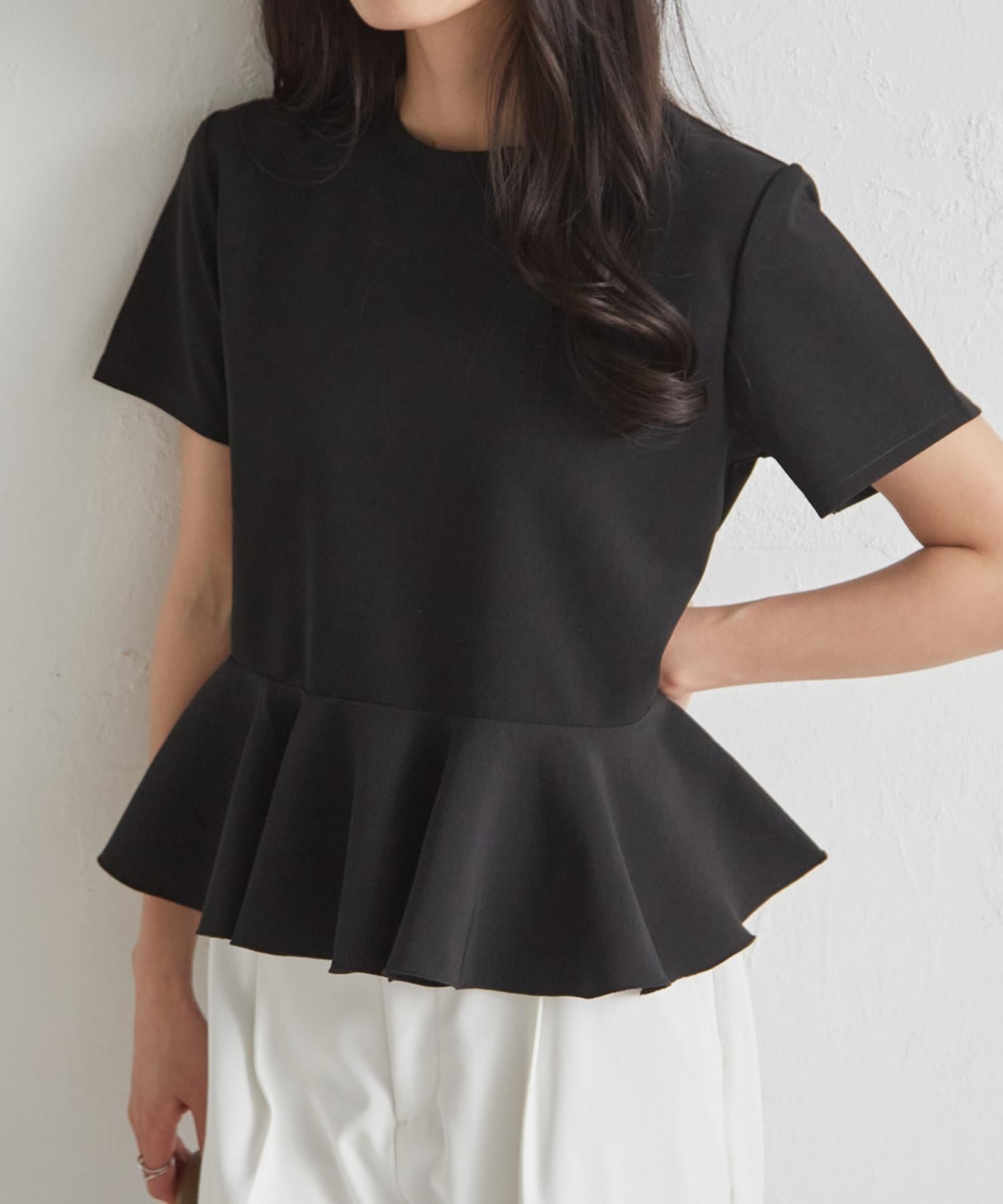 【ラナン/Ranan】のRanan/イレヘムペプラムTシャツ インテリア・キッズ・メンズ・レディースファッション・服の通販 founy(ファニー) 　ファッション　Fashion　レディースファッション　Fashion for Women　トップス・カットソー　Cut & Sew Tops　シャツ・ブラウス・オフィスカジュアル　Elegant Blouses & Button-Ups　ロングTシャツ・Tシャツ　Longline T-Shirts & Tees　おすすめ　Recommended / Our Picks　イレギュラーヘム　Irregular Hem　コンパクト　Compact, Small Size　デニム　Denim, Jeans Material　ドッキング　Docking, Mixed Material　ペプラム　Peplum, Flared Hem　ポケット　Pocket, Pocket Detail　切替　Switching, Contrast Panel　ビジネス 仕事 通勤　Business / Work / Commuting　BL|ID: prp329100004936715 ipo3291000000037044462