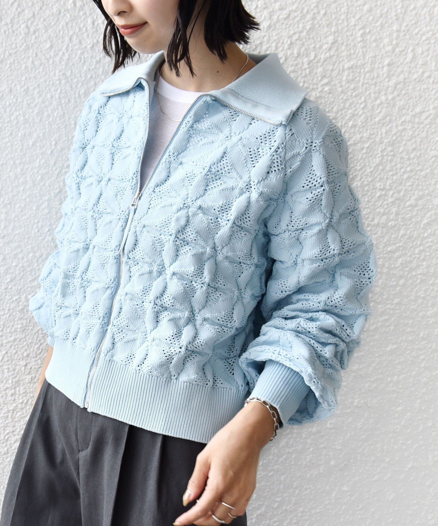 【シップス フォー ウィメン/SHIPS】の【WEB限定】 手洗い可能 フラワー ジャカード ジップ カーディガン インテリア・キッズ・メンズ・レディースファッション・服の通販 founy(ファニー) 　ファッション　Fashion　レディースファッション　Fashion for Women　トップス・カットソー　Cut & Sew Tops　カーディガン・羽織り　Layered Style Cardigans　インナー　Innerwear　春　Spring　秋　Autumn　カーディガン　Cardigan, Knitwear　シンプル　Simple, Minimal　ジップ　Zip, Zipper　ジャカード／ジャガード　Jacquard, Woven Pattern　タートルネック　Turtleneck, High Neck　人気　Popular, Best Seller　フラワー　Flower, Floral　ポケット　Pocket, Pocket Detail　羽織　Haori, Light Jacket　おすすめ　Recommended / Our Picks　2025年　2025　2025-2026秋冬・A/W　Autumn/Winter 2025–26 AW25–26　ライトブルー|ID: prp329100004936734 ipo3291000000037044634
