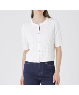 【ブルーレーベル クレストブリッジ/BLUE LABEL CRESTBRIDGE】のコットンポリエステルケーブルニットカーディガン 人気、トレンドファッション・服の通販 founy(ファニー) ファッション Fashion レディースファッション Fashion for Women トップス・カットソー Cut & Sew Tops ニット Knit Tops & Sweaters カーディガン・羽織り Layered Style Cardigans おすすめ Recommended / Our Picks カーディガン Cardigan, Knitwear チェック Check, Plaid, Tartan |ID:prp329100004936736