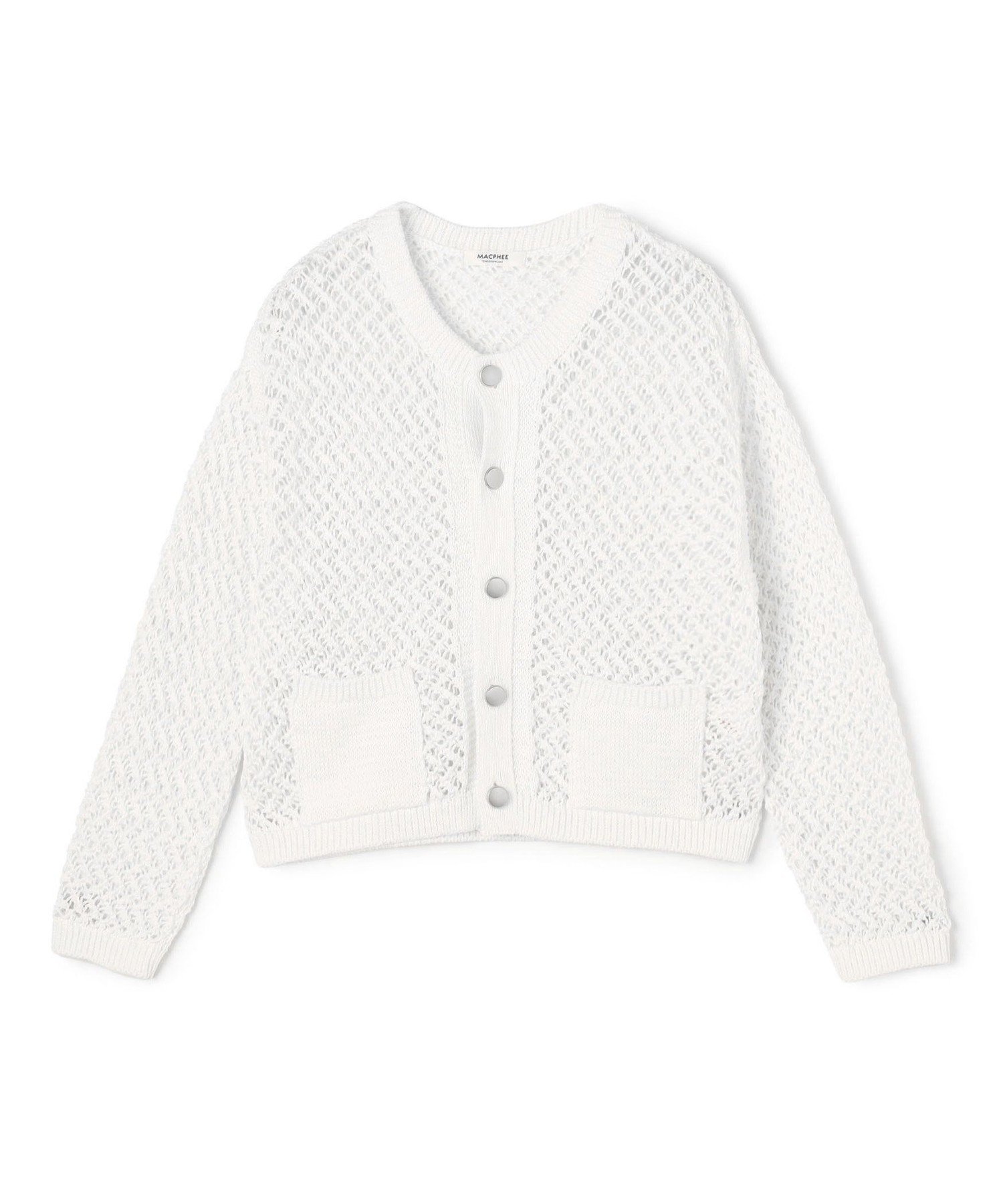 【トゥモローランド/TOMORROWLAND】のギマメッシュ クルーネックカーディガン インテリア・キッズ・メンズ・レディースファッション・服の通販 founy(ファニー) 　ファッション　Fashion　レディースファッション　Fashion for Women　トップス・カットソー　Cut & Sew Tops　カーディガン・羽織り　Layered Style Cardigans　春　Spring　コンパクト　Compact, Small Size　シンプル　Simple, Minimal　フロント　Front, Front Design　ポケット　Pocket, Pocket Detail　メタル　Metal, Metal Parts　メッシュ　Mesh, Net Fabric　リネン　Linen, Linen Fabric　S/S・春夏　SS, Spring/Summer, Warm Season　おすすめ　Recommended / Our Picks　夏　Summer　11 ホワイト|ID: prp329100004936750 ipo3291000000037044778