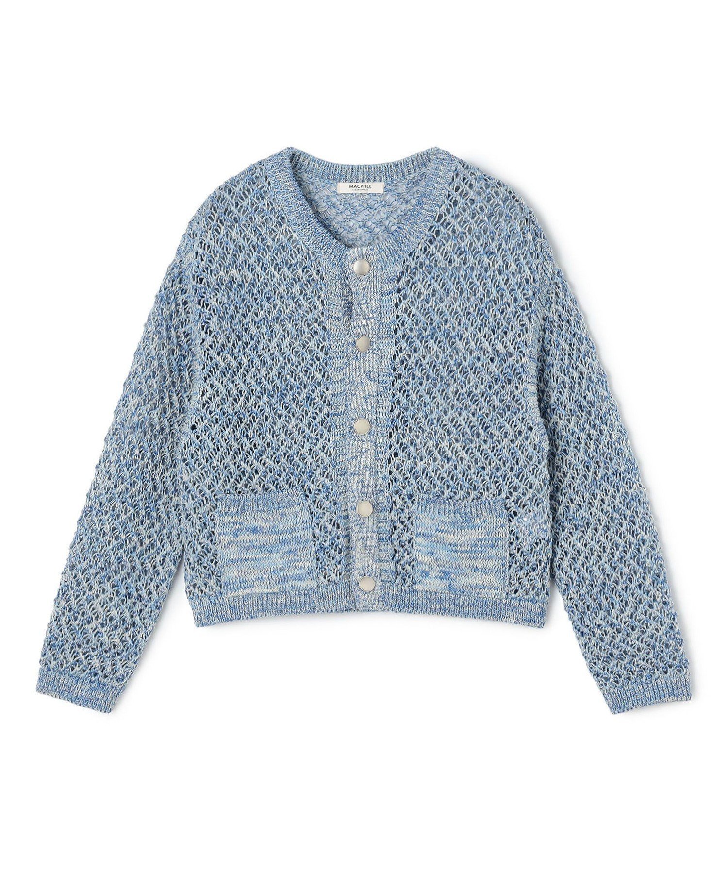 【トゥモローランド/TOMORROWLAND】のギマメッシュ クルーネックカーディガン インテリア・キッズ・メンズ・レディースファッション・服の通販 founy(ファニー) 　ファッション　Fashion　レディースファッション　Fashion for Women　トップス・カットソー　Cut & Sew Tops　カーディガン・羽織り　Layered Style Cardigans　春　Spring　コンパクト　Compact, Small Size　シンプル　Simple, Minimal　フロント　Front, Front Design　ポケット　Pocket, Pocket Detail　メタル　Metal, Metal Parts　メッシュ　Mesh, Net Fabric　リネン　Linen, Linen Fabric　S/S・春夏　SS, Spring/Summer, Warm Season　おすすめ　Recommended / Our Picks　夏　Summer　64 ブルー系|ID: prp329100004936750 ipo3291000000037044780