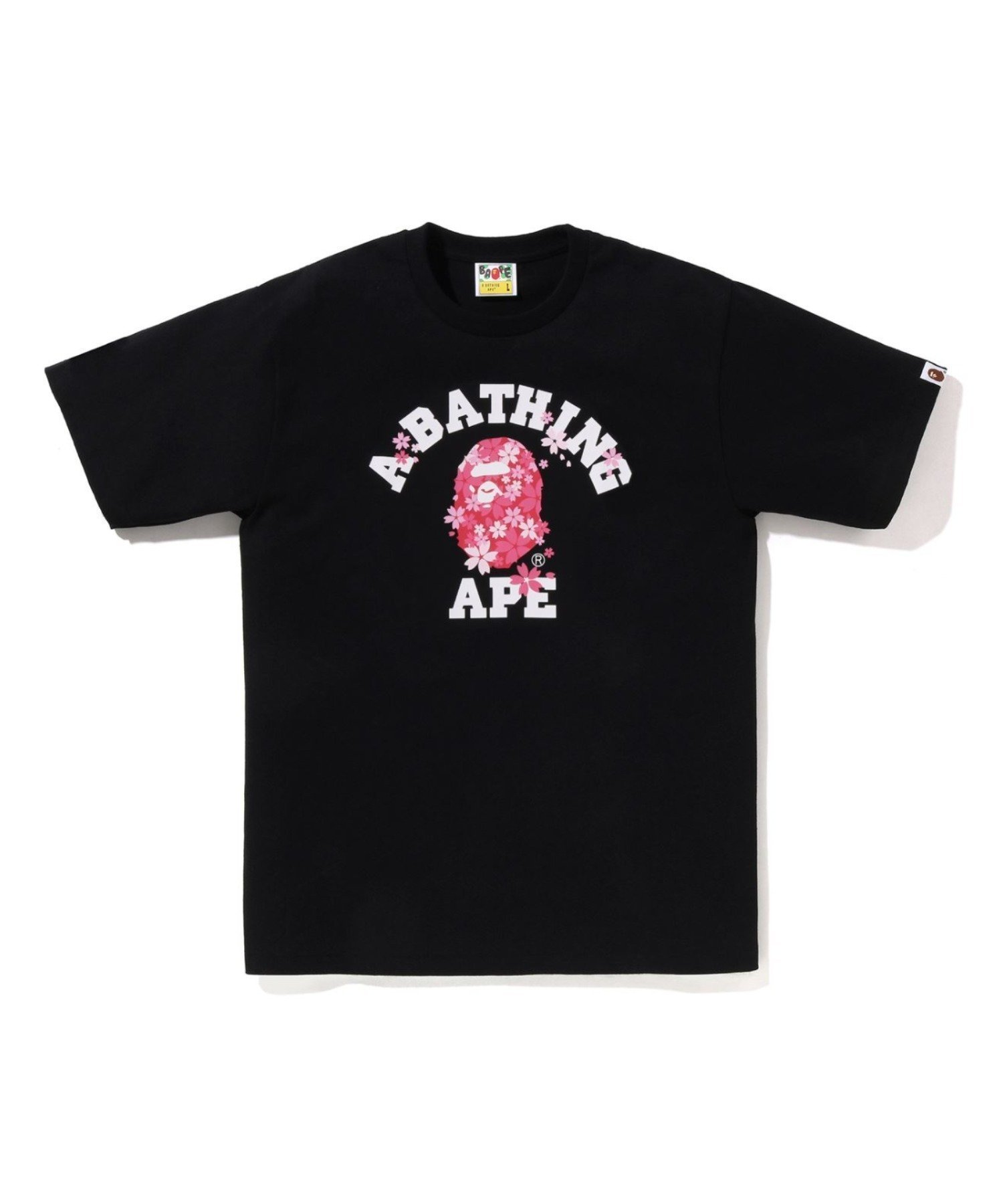 【ア ベイシング エイプ/A BATHING APE】のSAKURA COLLEGE TEE インテリア・キッズ・メンズ・レディースファッション・服の通販 founy(ファニー) 　ファッション　Fashion　レディースファッション　Fashion for Women　インナー　Innerwear　ショート　Short, Short Length　スリーブ　Sleeve, Long Sleeve / Short Sleeve　フロント　Front, Front Design　プリント　Print, Printed Pattern　ラバー　Rubber, Rubber Sole　夏　Summer　春　Spring　S/S・春夏　SS, Spring/Summer, Warm Season　BLACK|ID: prp329100004936757 ipo3291000000037044805