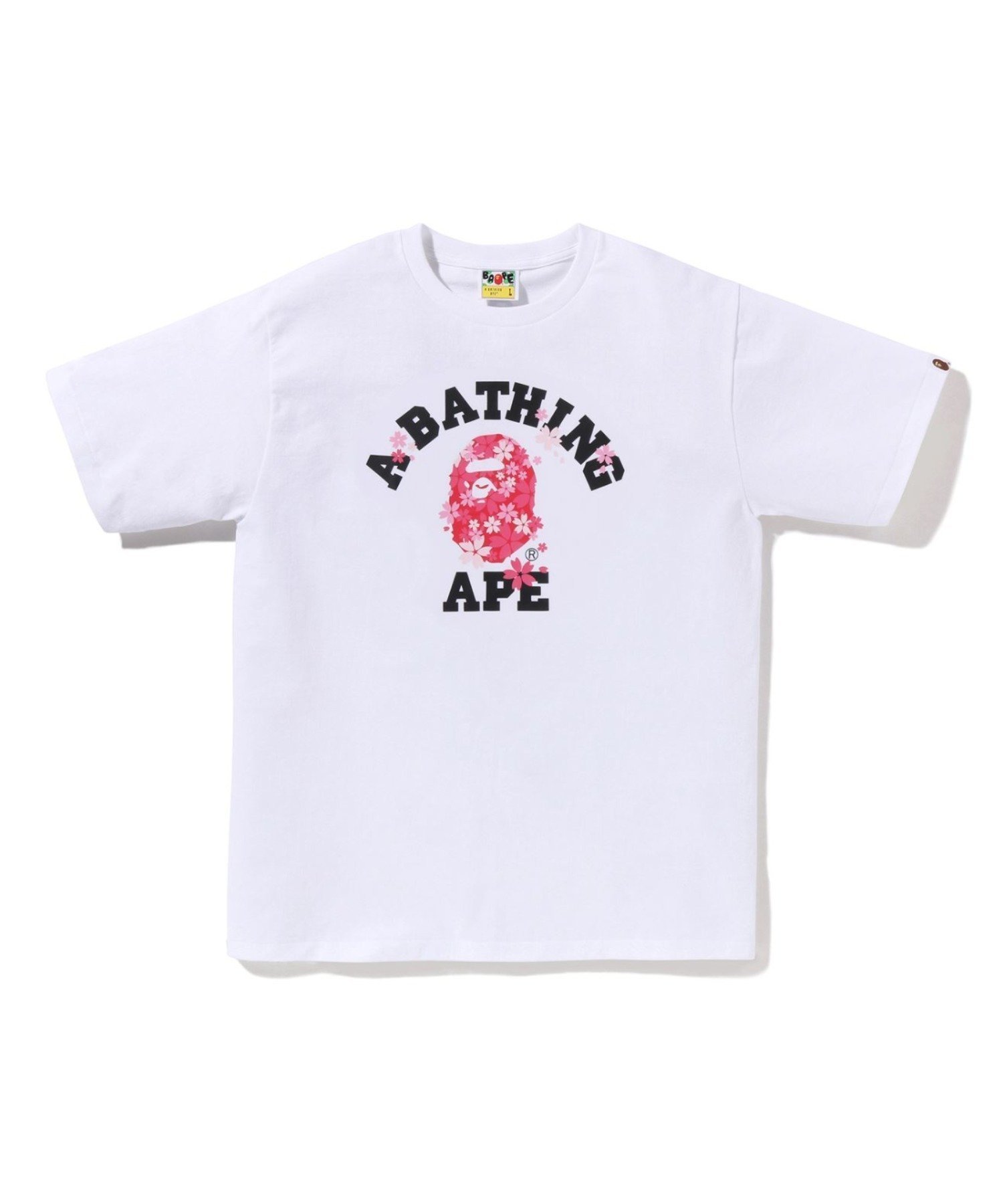 【ア ベイシング エイプ/A BATHING APE】のSAKURA COLLEGE TEE インテリア・キッズ・メンズ・レディースファッション・服の通販 founy(ファニー) 　ファッション　Fashion　レディースファッション　Fashion for Women　インナー　Innerwear　ショート　Short, Short Length　スリーブ　Sleeve, Long Sleeve / Short Sleeve　フロント　Front, Front Design　プリント　Print, Printed Pattern　ラバー　Rubber, Rubber Sole　夏　Summer　春　Spring　S/S・春夏　SS, Spring/Summer, Warm Season　WHITE|ID: prp329100004936757 ipo3291000000037044807