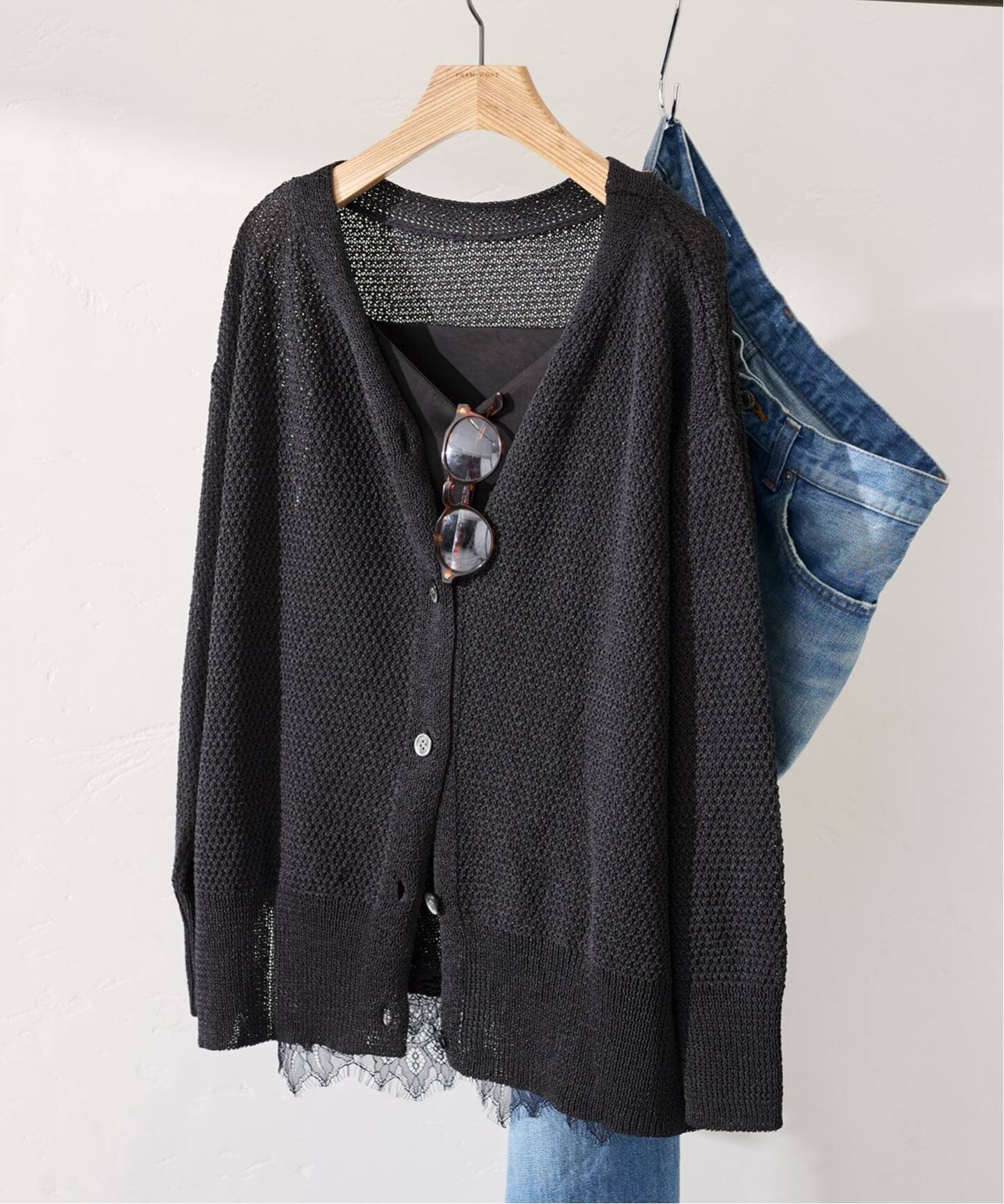 【フレームワーク/FRAMeWORK】の≪WEB限定 / 追加≫カノコ 2WAY Back開きカーディガン 2 インテリア・キッズ・メンズ・レディースファッション・服の通販 founy(ファニー) 　ファッション　Fashion　レディースファッション　Fashion for Women　トップス・カットソー　Cut & Sew Tops　カーディガン・羽織り　Layered Style Cardigans　インナー　Innerwear　カットソー　Cut and Sewn Top　カーディガン　Cardigan, Knitwear　スリット　Slit, Slit Detail　長袖　Long Sleeve, Full Sleeve　ボトム　Bottoms, Lower Wear　ルーズ　Loose, Oversized　再入荷　Restock / Back in Stock　夏　Summer　ブラック|ID: prp329100004936779 ipo3291000000037044982