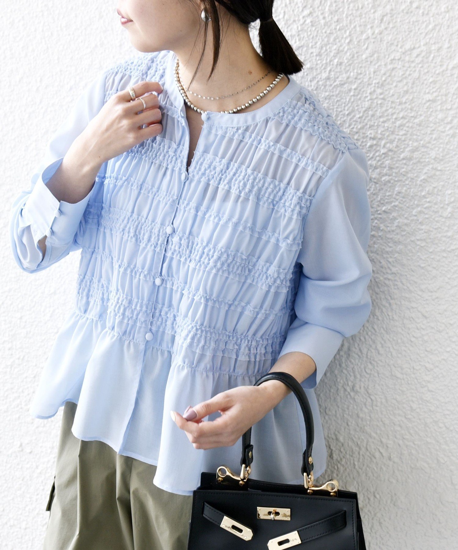 【シップス フォー ウィメン/SHIPS】の【WEB限定】SHIPS any 洗濯機可能 シアー シャーリング プチフリル ペプラム ブラウス インテリア・キッズ・メンズ・レディースファッション・服の通販 founy(ファニー) 　ファッション　Fashion　レディースファッション　Fashion for Women　トップス・カットソー　Cut & Sew Tops　シャツ・ブラウス・オフィスカジュアル　Elegant Blouses & Button-Ups　イエロー　Yellow　インナー　Innerwear　洗える　Machine Washable　キャミソール　Camisole, Spaghetti Strap Top　シアー　Sheer, See-Through　シャーリング　Shirring, Ruched　スキッパー　Skipper, Open Collar　タートルネック　Turtleneck, High Neck　ダウン　Down, Puffer　デニム　Denim, Jeans Material　フェミニン　Feminine, Girly　フラット　Flat, Flat Shoes　ペプラム　Peplum, Flared Hem　ロング　Long, Long-Length　おすすめ　Recommended / Our Picks　2026年　2026　ライトブルー|ID: prp329100004936786 ipo3291000000037045035