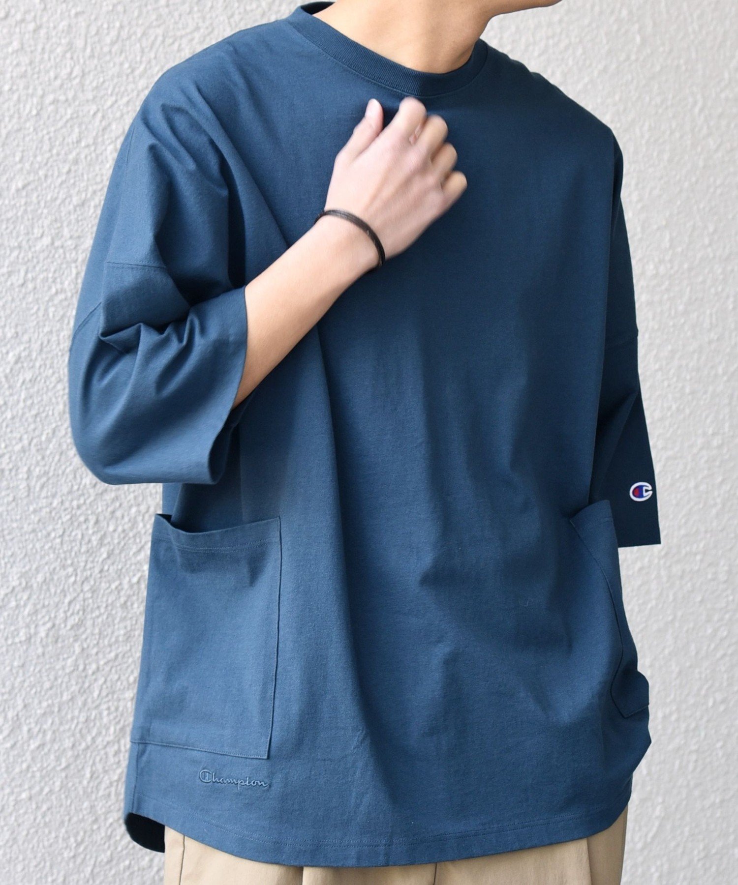 【シップス/SHIPS / MEN】の【SHIPS any別注】Champion ロゴ刺繍 ドルマン キャンプポケット Tシャツ 人気、トレンドファッション・服の通販 founy(ファニー) 　ファッション　Fashion　メンズファッション　Fashion for Men　春　Spring　シンプル　Simple, Minimal　定番　Standard, Basic Item　ニューヨーク　New York, NYC Style　フォルム　Silhouette, Form　ベーシック　Basic, Essential　ポケット　Pocket, Pocket Detail　別注　Limited Edition, Custom Order　S/S・春夏　SS, Spring/Summer, Warm Season　夏　Summer　 other-1|ID: prp329100004938503 ipo3291000000037058217