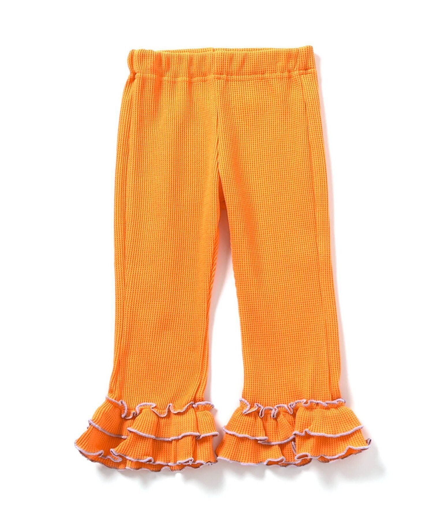 【エフオー オンラインストア/F.O.Online Store / KIDS】のWEB限定 ワッフルフリルレギンス 10分丈 インテリア・キッズ・メンズ・レディースファッション・服の通販 founy(ファニー) 　ファッション　Fashion　キッズファッション　Fashion for Kids　プリント　Print, Printed Pattern　レギンス　Leggings, Stretch Pants　オレンジ|ID: prp329100004938511 ipo3291000000037058263