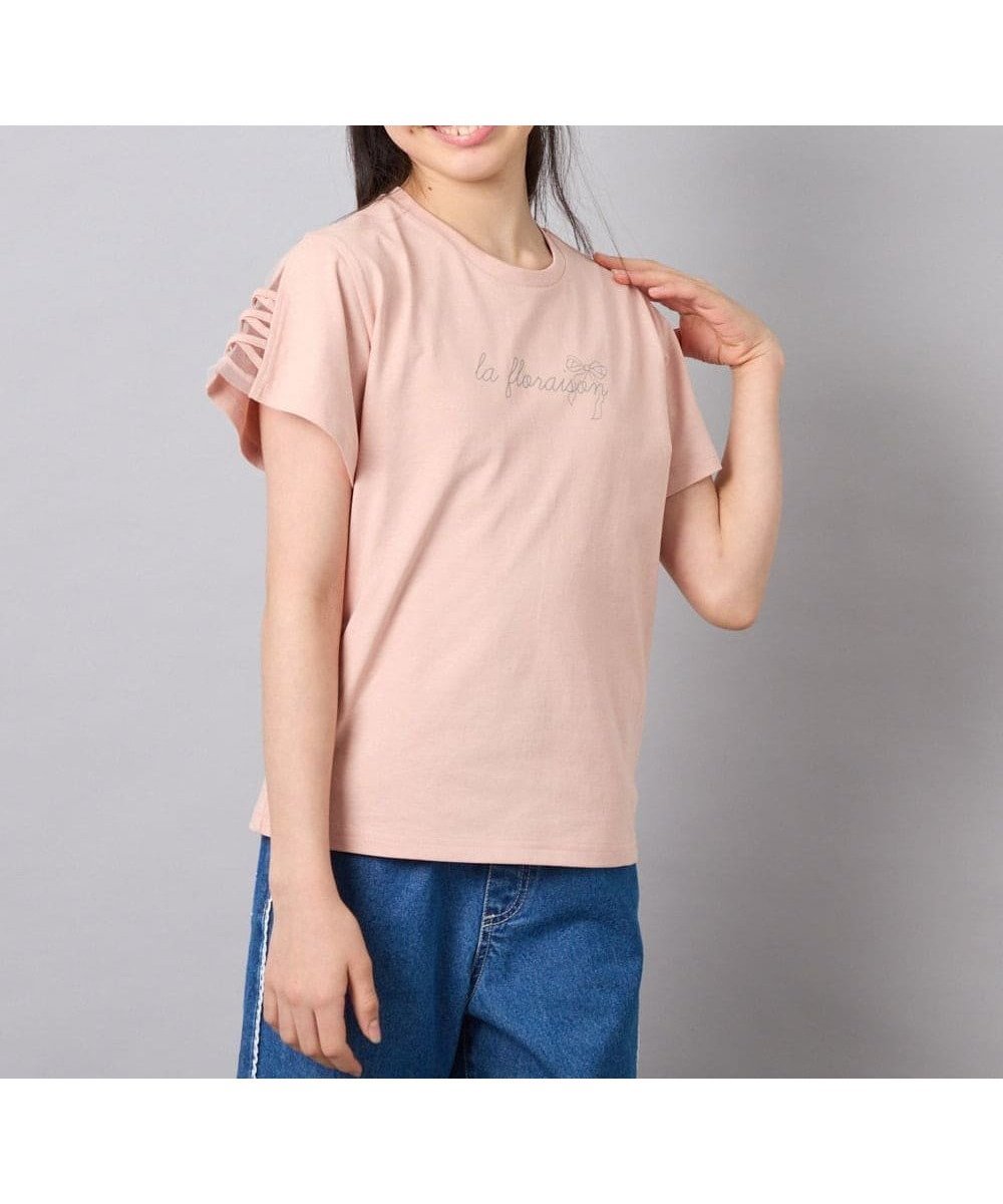 【アー ヴェー ヴェー/a.v.v / KIDS】の120-160 【接触冷感/安心の綿100%/毛玉になりにくい】レースアップスリーブTシャツ インテリア・キッズ・メンズ・レディースファッション・服の通販 founy(ファニー) 　ファッション　Fashion　キッズファッション　Fashion for Kids　オレンジ　Orange　カットソー　Cut and Sewn Top　シアー　Sheer, See-Through　シンプル　Simple, Minimal　人気　Popular, Best Seller　バランス　Balance, Style Balance　プリント　Print, Printed Pattern　ベーシック　Basic, Essential　ボトム　Bottoms, Lower Wear　ミニスカート　Mini Skirt, Short Skirt　リボン　Ribbon, Bow　再入荷　Restock / Back in Stock　オレンジ|ID: prp329100004938512 ipo3291000000037058267