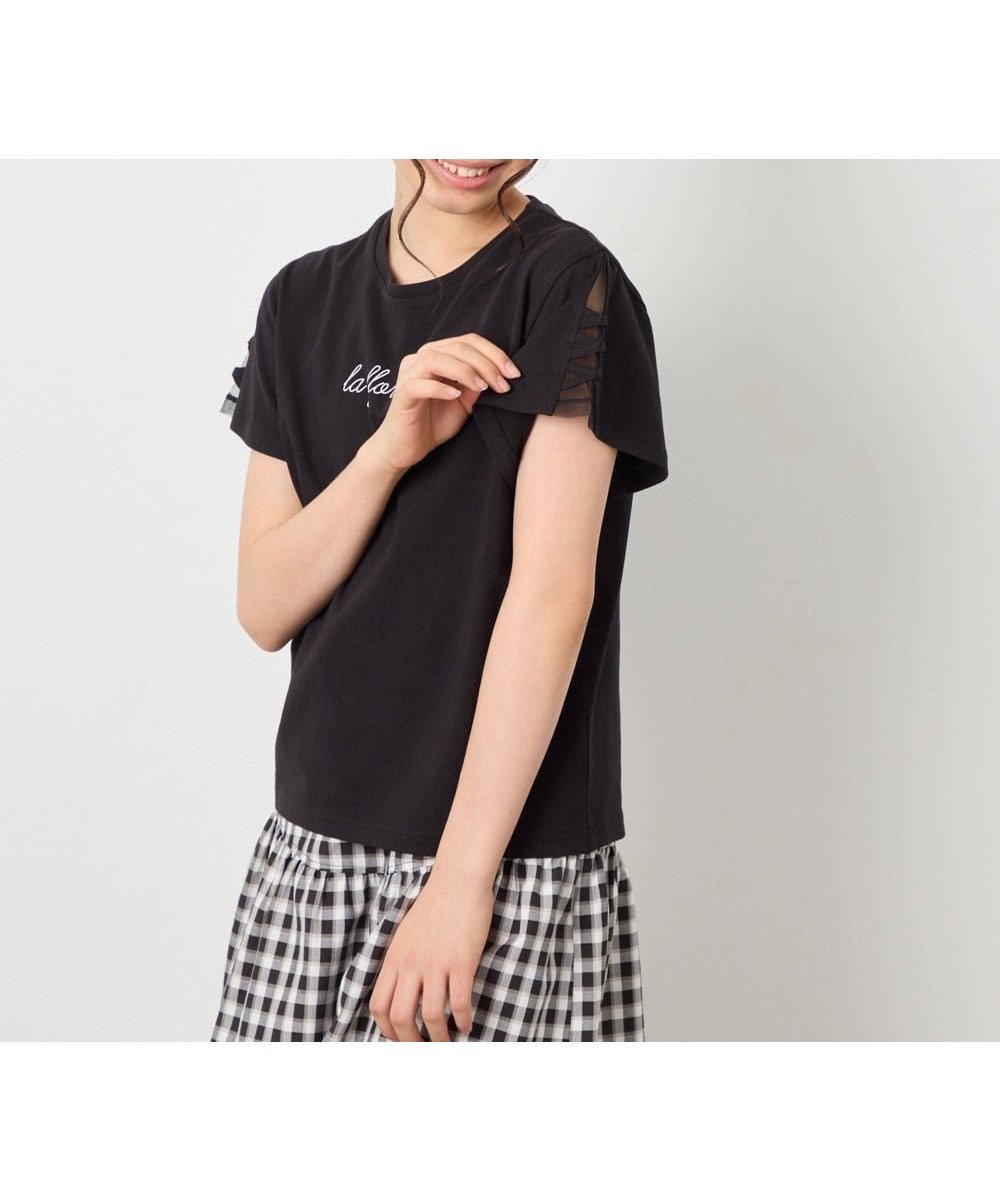 【アー ヴェー ヴェー/a.v.v / KIDS】の120-160 【接触冷感/安心の綿100%/毛玉になりにくい】レースアップスリーブTシャツ インテリア・キッズ・メンズ・レディースファッション・服の通販 founy(ファニー) 　ファッション　Fashion　キッズファッション　Fashion for Kids　オレンジ　Orange　カットソー　Cut and Sewn Top　シアー　Sheer, See-Through　シンプル　Simple, Minimal　人気　Popular, Best Seller　バランス　Balance, Style Balance　プリント　Print, Printed Pattern　ベーシック　Basic, Essential　ボトム　Bottoms, Lower Wear　ミニスカート　Mini Skirt, Short Skirt　リボン　Ribbon, Bow　再入荷　Restock / Back in Stock　ブラック|ID: prp329100004938512 ipo3291000000037058269