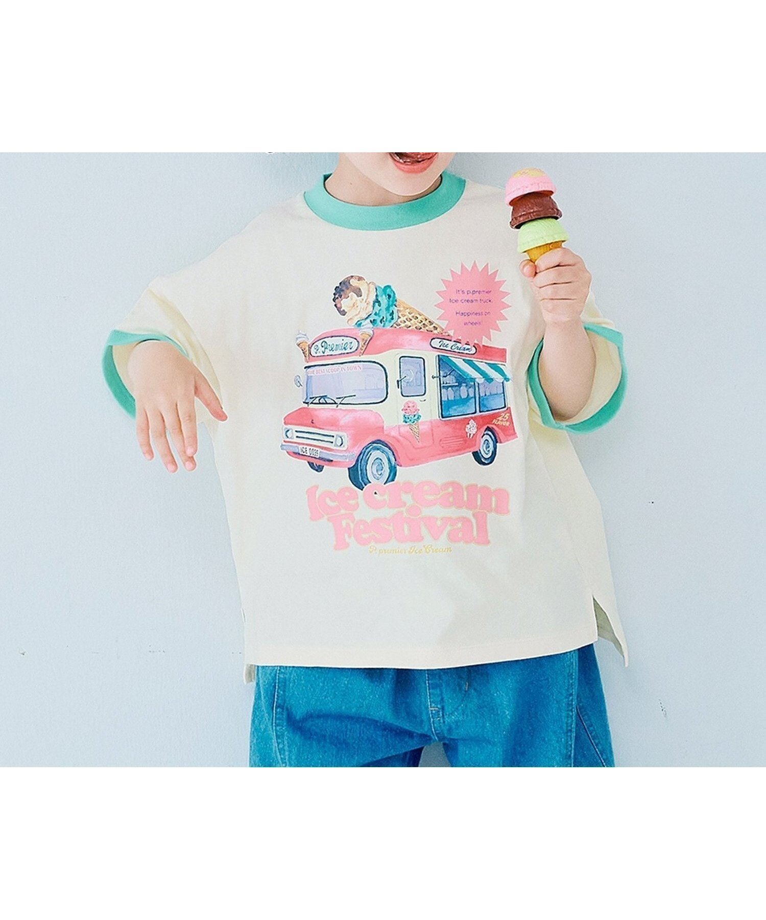 【エフオー オンラインストア/F.O.Online Store / KIDS】のいろんなアイスちょーだいグラフィックリンガーTシャツ 全8色 インテリア・キッズ・メンズ・レディースファッション・服の通販 founy(ファニー) 　ファッション　Fashion　キッズファッション　Fashion for Kids　おすすめ　Recommended / Our Picks　イエロー　Yellow　カラフル　Colorful Design　プリント　Print, Printed Pattern　ベビー　Baby, Babywear　アイボリー|ID: prp329100004938515 ipo3291000000037058282