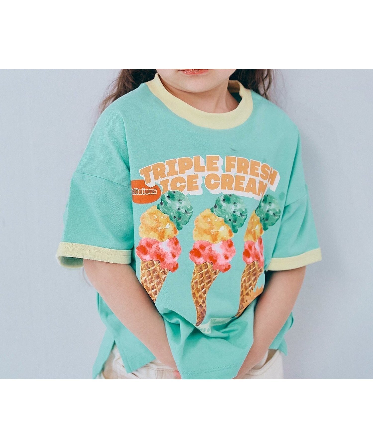 【エフオー オンラインストア/F.O.Online Store / KIDS】のいろんなアイスちょーだいグラフィックリンガーTシャツ 全8色 インテリア・キッズ・メンズ・レディースファッション・服の通販 founy(ファニー) 　ファッション　Fashion　キッズファッション　Fashion for Kids　おすすめ　Recommended / Our Picks　イエロー　Yellow　カラフル　Colorful Design　プリント　Print, Printed Pattern　ベビー　Baby, Babywear　ミント|ID: prp329100004938515 ipo3291000000037058283