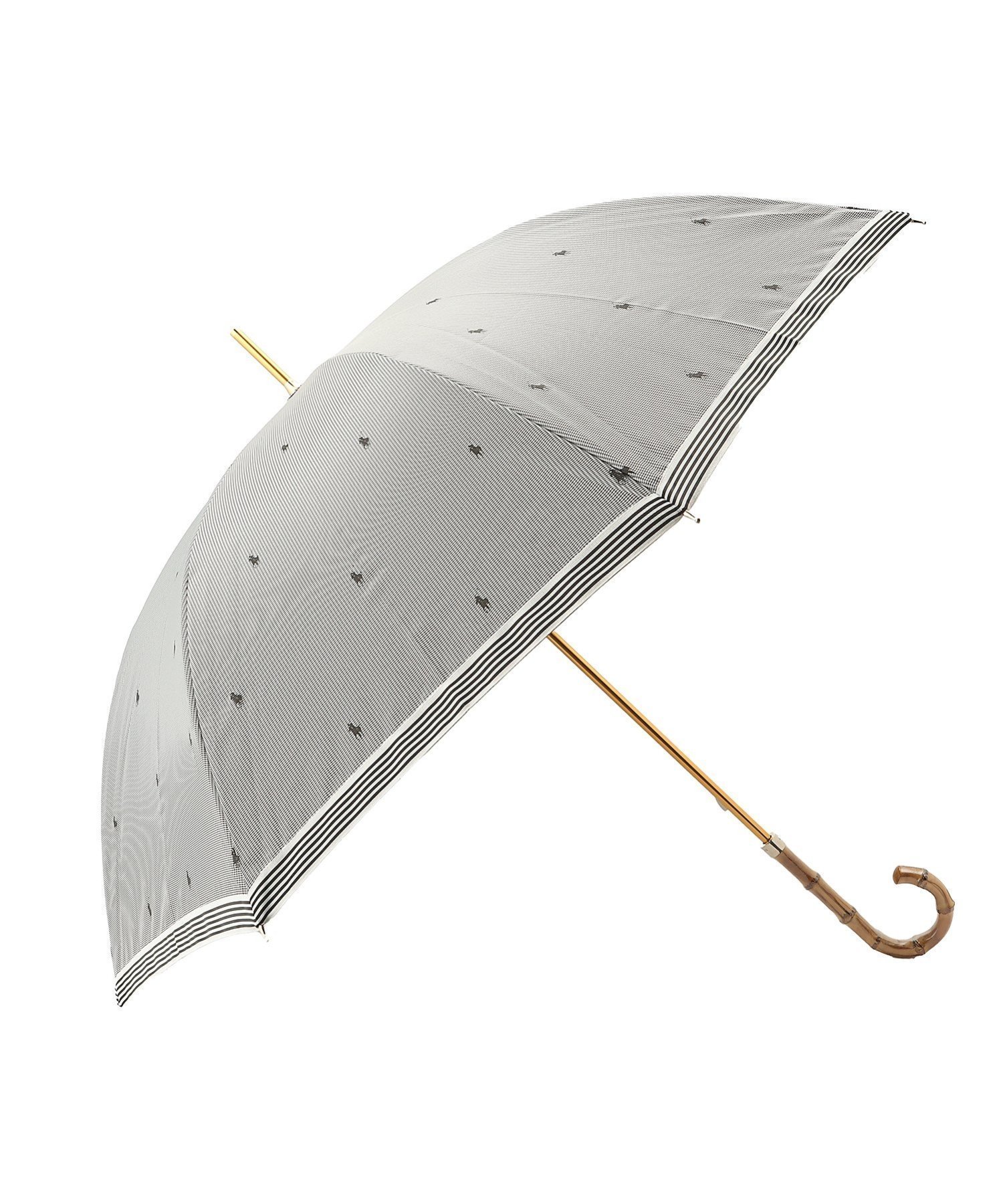 【ムーンバット/MOONBAT】のPOLO RALPH LAUREN(ポロ ラルフ ローレン) レディース 雨傘 長傘 千鳥 ポロポニーロゴ インテリア・キッズ・メンズ・レディースファッション・服の通販 founy(ファニー) 　ファッション　Fashion　レディースファッション　Fashion for Women　レイングッズ・傘・晴雨兼用傘　Umbrellas & Rain Gear　アイビー　Ivy Pattern　クラシカル　Classical, Vintage-Inspired　傘　Umbrella, Parasol　チェック　Check, Plaid, Tartan　トリミング　Trimming, Decorative Edge　定番　Standard, Basic Item　ニューヨーク　New York, NYC Style　フィット　Fit, Slim Fit　旅行　Travel　エレガント 上品　Elegant　ビジネス 仕事 通勤　Business / Work / Commuting　ブラック|ID: prp329100004938548 ipo3291000000037058407