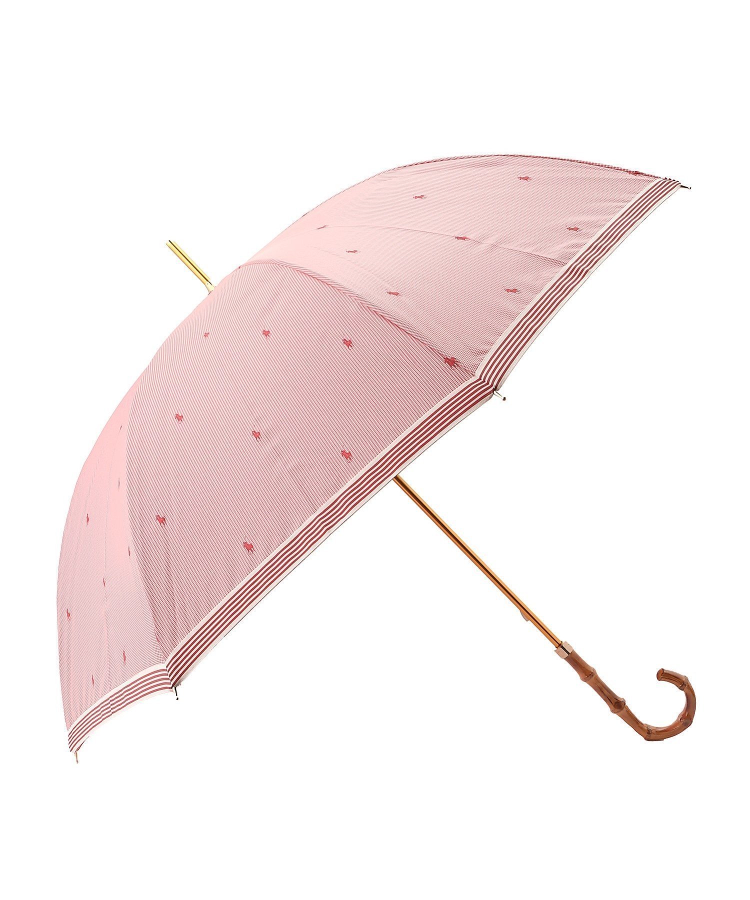 【ムーンバット/MOONBAT】のPOLO RALPH LAUREN(ポロ ラルフ ローレン) レディース 雨傘 長傘 千鳥 ポロポニーロゴ インテリア・キッズ・メンズ・レディースファッション・服の通販 founy(ファニー) 　ファッション　Fashion　レディースファッション　Fashion for Women　レイングッズ・傘・晴雨兼用傘　Umbrellas & Rain Gear　アイビー　Ivy Pattern　クラシカル　Classical, Vintage-Inspired　傘　Umbrella, Parasol　チェック　Check, Plaid, Tartan　トリミング　Trimming, Decorative Edge　定番　Standard, Basic Item　ニューヨーク　New York, NYC Style　フィット　Fit, Slim Fit　旅行　Travel　エレガント 上品　Elegant　ビジネス 仕事 通勤　Business / Work / Commuting　ローズピンク|ID: prp329100004938548 ipo3291000000037058409