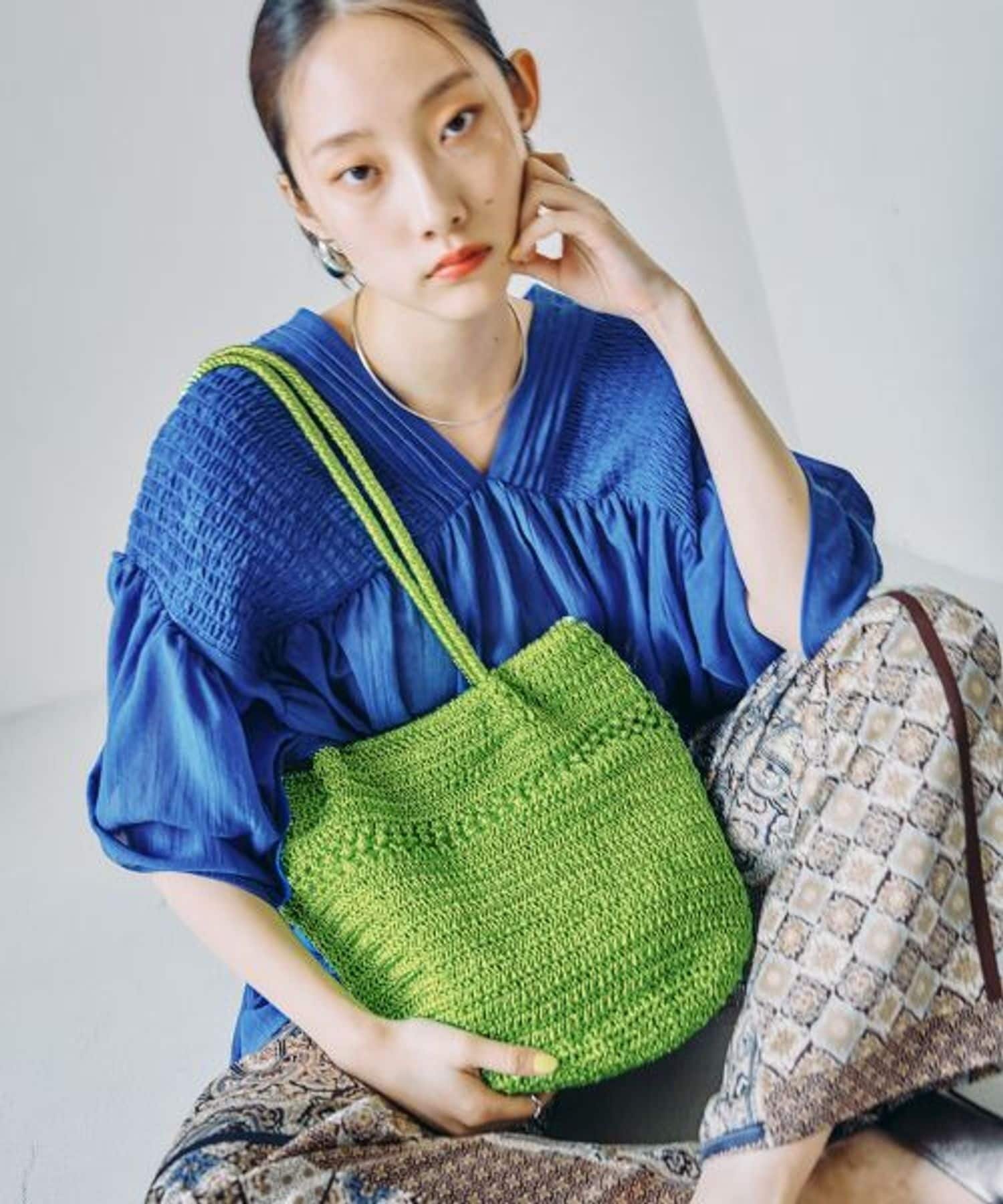 【レプシィム ローリーズファーム/LEPSIM LOWRYS FARM】のメタリックヤーントート インテリア・キッズ・メンズ・レディースファッション・服の通販 founy(ファニー) 　ファッション　Fashion　レディースファッション　Fashion for Women　バッグ　Bags　シンプル　Simple, Minimal　チャーム　Charm, Pendant　バンダナ　Bandana, Head Scarf　ベーシック　Basic, Essential　夏　Summer　財布　Wallet, Purse　グリーン72|ID: prp329100004938574 ipo3291000000037058516