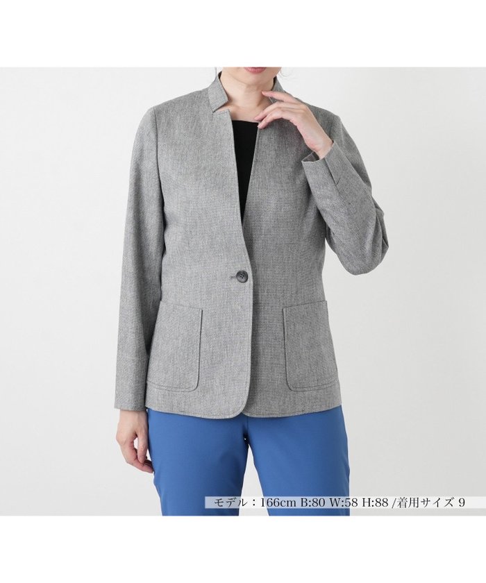 【レリアン/LEILIAN】のスタンドカラーテーラードジャケット インテリア・キッズ・メンズ・レディースファッション・服の通販 founy(ファウニー) https://founy.com/ ファッション Fashion レディースファッション Fashion for Women アウター Coat / Outerwear Collection レディースジャケット・軽アウター Jackets テーラードジャケット / 通勤・きれいめスタイル Tailored Jackets & Blazers スタンド Stand Collar, Upright Stand ストレッチ Stretch, Stretchy Fabric テクスチャー Texture, Textured Fabric パッチ Patch, Appliqué フロント Front, Front Design ポケット Pocket, Pocket Detail 夏 Summer |ID: prp329100004939171 ipo3291000000037308585