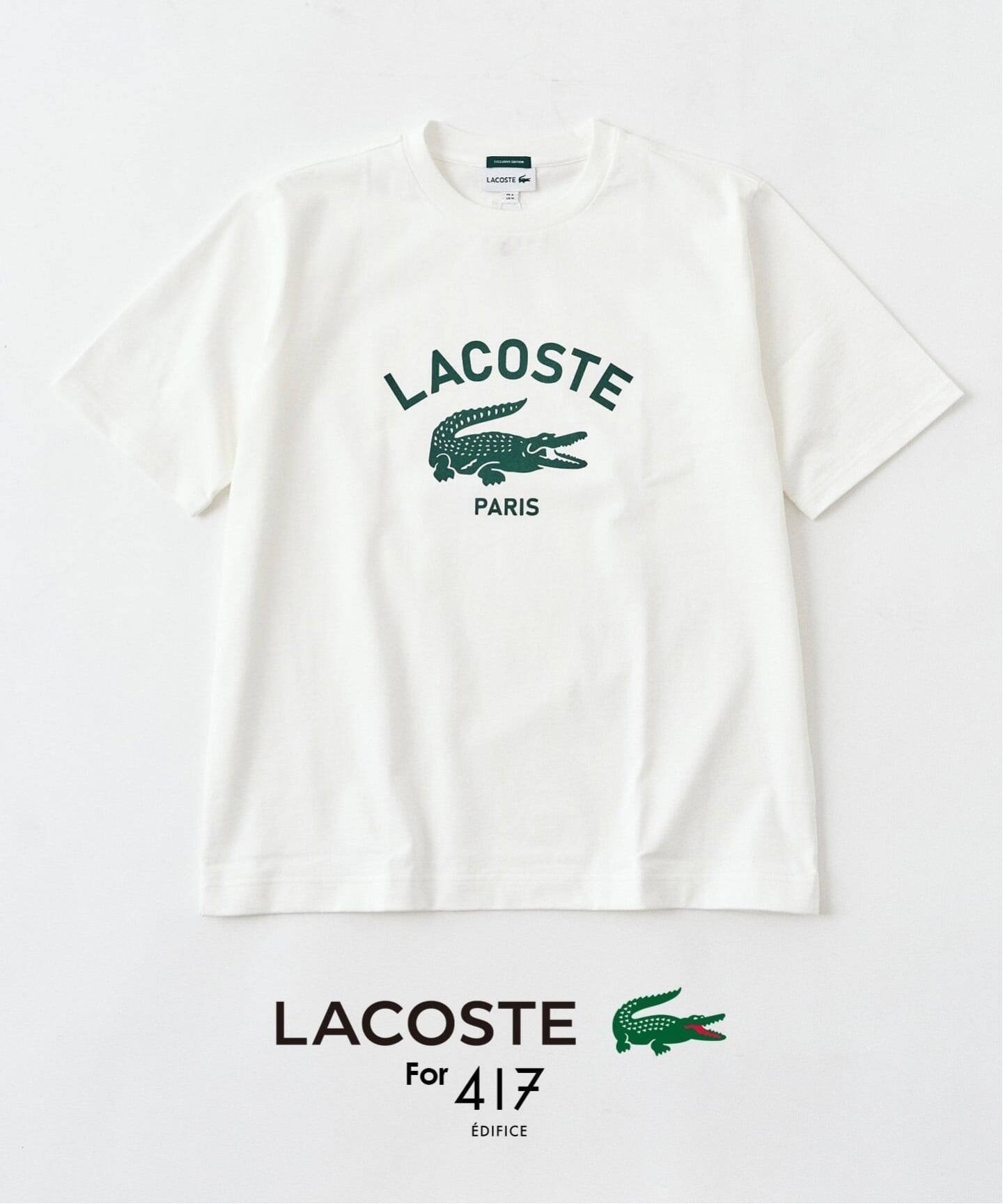 【フォーワンセブン エディフィス/417 EDIFICE】の【LACOSTE / ラコステ】 417別注 Print Tシャツ インテリア・キッズ・メンズ・レディースファッション・服の通販 founy(ファニー) 　ファッション　Fashion　レディースファッション　Fashion for Women　トップス・カットソー　Cut & Sew Tops　シャツ・ブラウス・オフィスカジュアル　Elegant Blouses & Button-Ups　ロングTシャツ・Tシャツ　Longline T-Shirts & Tees　スペシャル　Special, Limited Edition　フランス　France, French　ワンポイント　One Point, Statement Accent　人気　Popular, Best Seller　別注　Limited Edition, Custom Order　定番　Standard, Basic Item　グリーン|ID: prp329100004939403 ipo3291000000037065178