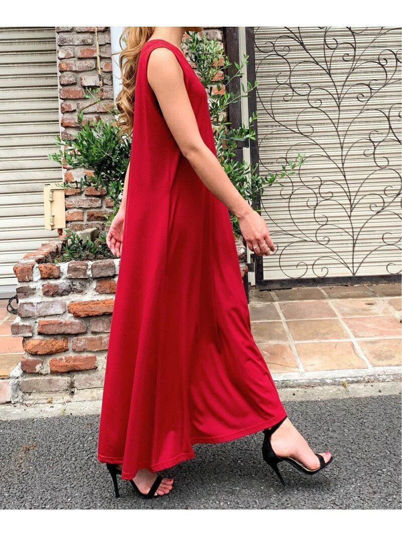 【ジュノア/JUNOAH】のAラインノースリーブマキシ丈ワンピース インテリア・キッズ・メンズ・レディースファッション・服の通販 founy(ファニー) 　ファッション　Fashion　レディースファッション　Fashion for Women　ワンピース　Dresses　ワイン|ID: prp329100004942081 ipo3291000000037091368