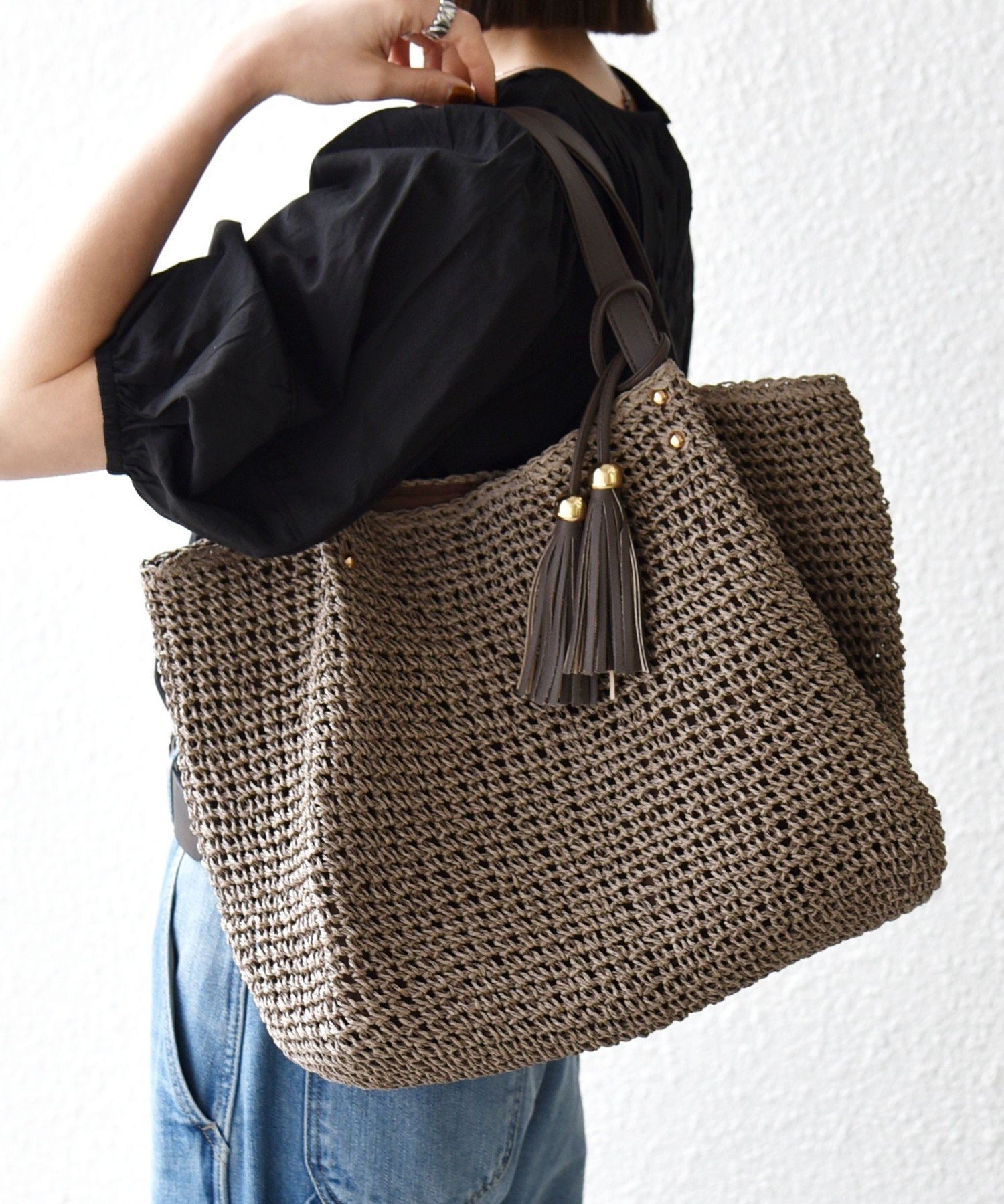 【シップス フォー ウィメン/SHIPS】の【WEB限定】SHIPS any コマアミ トート インテリア・キッズ・メンズ・レディースファッション・服の通販 founy(ファニー) 　ファッション　Fashion　レディースファッション　Fashion for Women　バッグ　Bags　春　Spring　シンプル　Simple, Minimal　タッセル　Tassel, Fringe　バランス　Balance, Style Balance　ポケット　Pocket, Pocket Detail　2026年　2026　ブラウン系|ID: prp329100004942113 ipo3291000000037091528