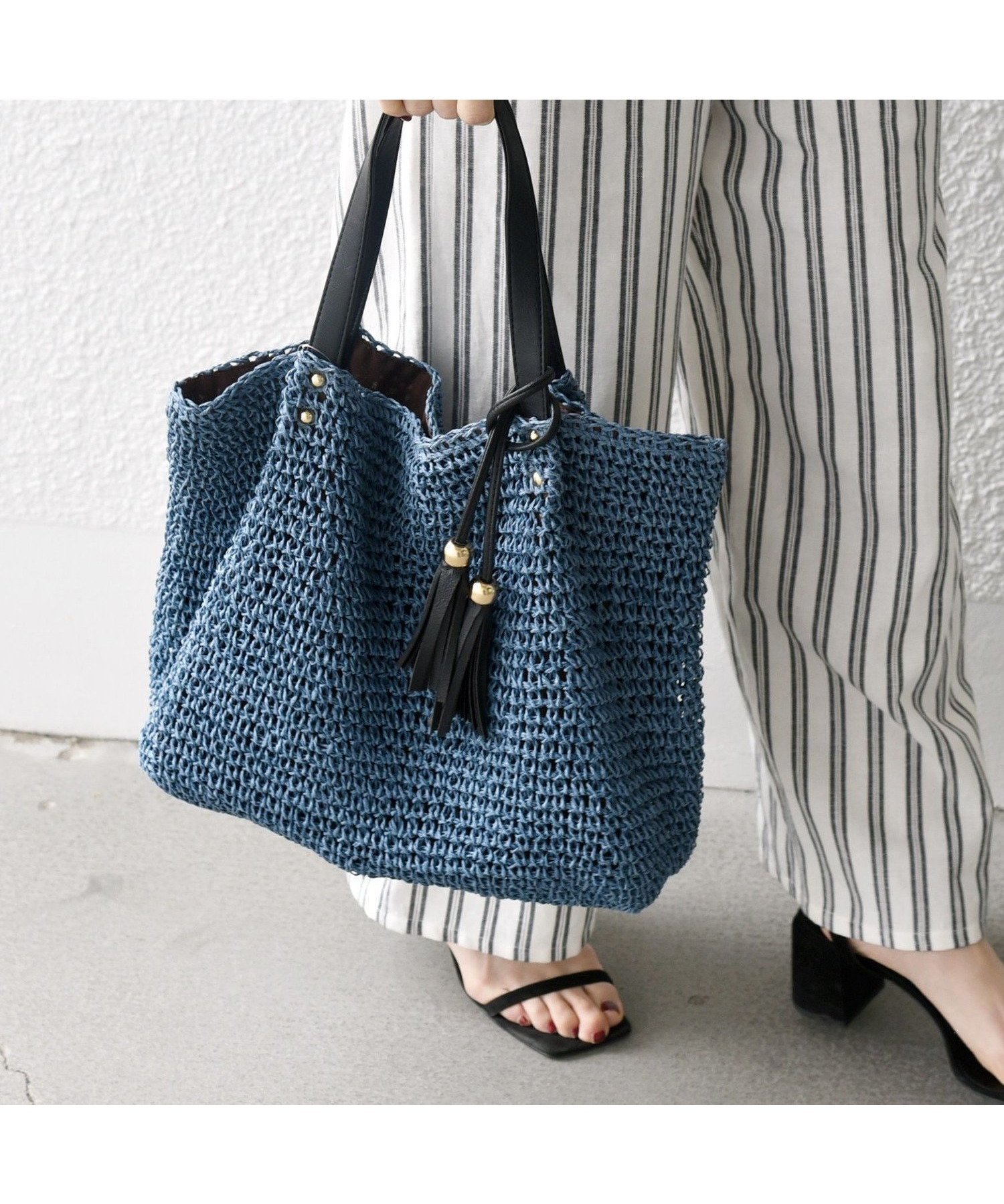 【シップス フォー ウィメン/SHIPS】の【WEB限定】SHIPS any コマアミ トート インテリア・キッズ・メンズ・レディースファッション・服の通販 founy(ファニー) 　ファッション　Fashion　レディースファッション　Fashion for Women　バッグ　Bags　春　Spring　シンプル　Simple, Minimal　タッセル　Tassel, Fringe　バランス　Balance, Style Balance　ポケット　Pocket, Pocket Detail　2026年　2026　ブルー|ID: prp329100004942113 ipo3291000000037091537