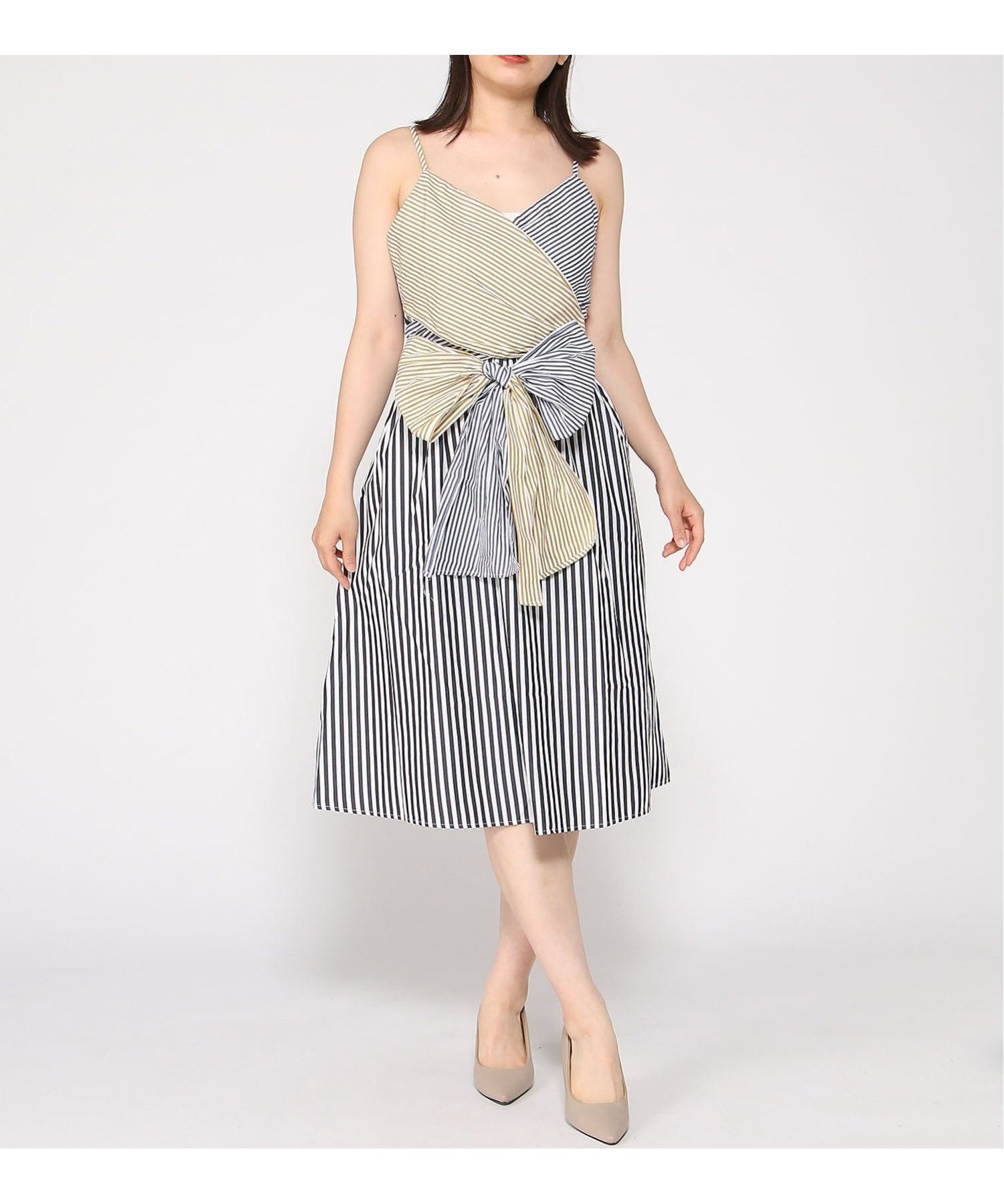 【バナナリパブリック ファクトリーストア/BANANA REPUBLIC FACTORY STORE】のSL STRAPPY WRAPPED FNF MIDI DRESS インテリア・キッズ・メンズ・レディースファッション・服の通販 founy(ファニー) 　ファッション　Fashion　レディースファッション　Fashion for Women　ワンピース　Dresses　フォーマル・パーティードレス・結婚式用ドレス　Elegant & Casual Dresses　カーディガン　Cardigan, Knitwear　キャミソール　Camisole, Spaghetti Strap Top　ジャケット　Jacket, Outerwear　ネックレス　Necklace, Pendant Necklace　モチーフ　Motif, Design Theme　リボン　Ribbon, Bow　春　Spring　秋　Autumn　MULTI_STRIPE|ID: prp329100004942148 ipo3291000000037091745
