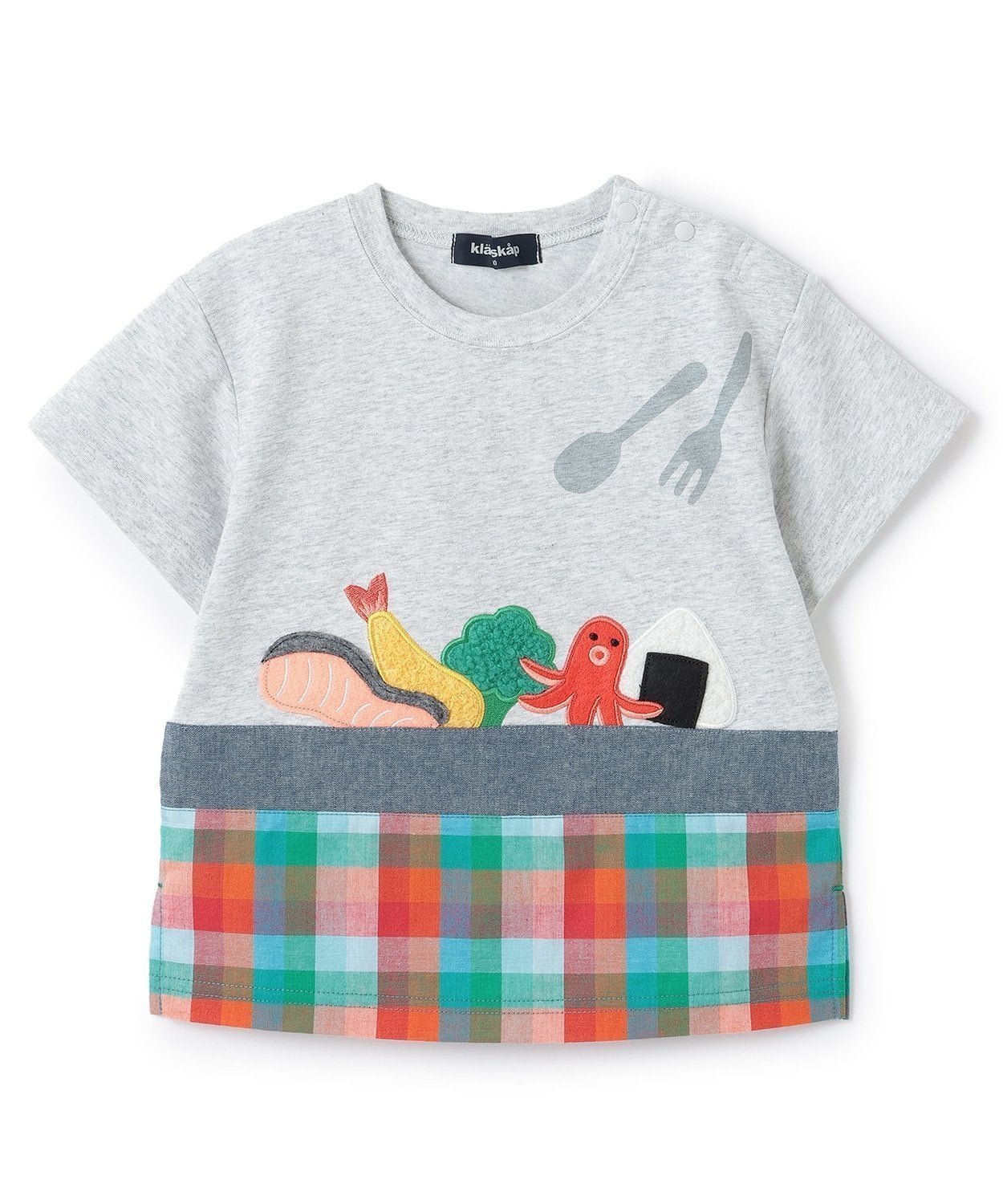 【ナルミヤ オンライン/NARUMIYA ONELINE / KIDS】のお弁当半袖Tシャツ 人気、トレンドファッション・服の通販 founy(ファニー) 　ファッション　Fashion　キッズファッション　Fashion for Kids　ダンガリー　Dungaree, Chambray　チェック　Check, Plaid, Tartan　ブロック　Block, Solid Block Pattern　モチーフ　Motif, Design Theme　半袖　Short Sleeve, Half Sleeve　 other-1|ID: prp329100004942777 ipo3291000000037099177