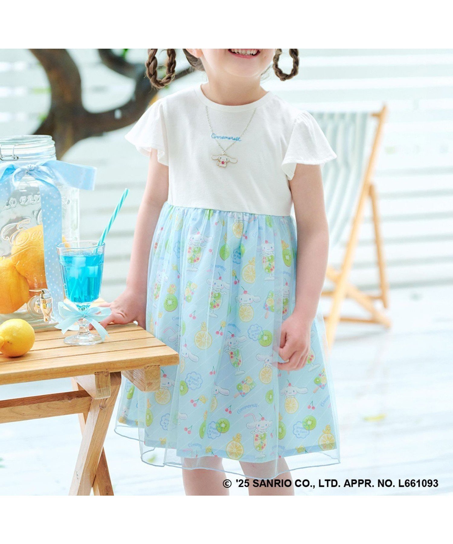 【エニー/ANY / KIDS】の【any FAM ×サンリオキャラクターズ】ネックレス風 ワンピース インテリア・キッズ・メンズ・レディースファッション・服の通販 founy(ファニー) 　ファッション　Fashion　キッズファッション　Fashion for Kids　ワンピース　Dresses　おすすめ　Recommended / Our Picks　キャラクター　Character, Licensed Characters　キュロット　Culottes, Wide Shorts　スパンコール　Sequins, Sequin Embellishment　スリーブ　Sleeve, Long Sleeve / Short Sleeve　チャーム　Charm, Pendant　チュール　Tulip, Tulip Motif　ネックレス　Necklace, Pendant Necklace　プリント　Print, Printed Pattern　ワンポイント　One Point, Statement Accent　夏　Summer　楽ちん　Easy Fit, Comfortable　シナモロール×オフホワイト[001]|ID: prp329100004942780 ipo3291000000037099203