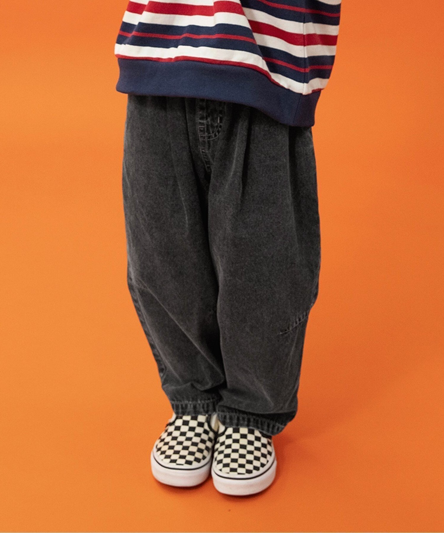 【エフオー オンラインストア/F.O.Online Store / KIDS】のワイドタックパンツ 10分丈 インテリア・キッズ・メンズ・レディースファッション・服の通販 founy(ファニー) 　ファッション　Fashion　キッズファッション　Fashion for Kids　ボトムス　Bottoms　おすすめ　Recommended / Our Picks　ブリーチ　Bleach, Washed Finish　ユーズド　Used, Vintage-Look　人気　Popular, Best Seller　ブラック|ID: prp329100004942786 ipo3291000000037099246