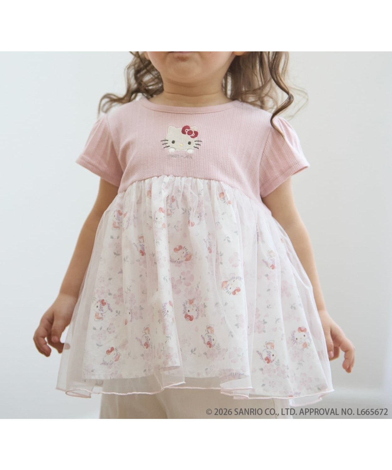 【ナルミヤ オンライン/NARUMIYA ONELINE / KIDS】の【サンリオキャラクターズ】花柄チュールドッキングTシャツ インテリア・キッズ・メンズ・レディースファッション・服の通販 founy(ファニー) 　ファッション　Fashion　キッズファッション　Fashion for Kids　キャラクター　Character, Licensed Characters　チュール　Tulip, Tulip Motif　ポケット　Pocket, Pocket Detail　ライト ピンク|ID: prp329100004942797 ipo3291000000037099325