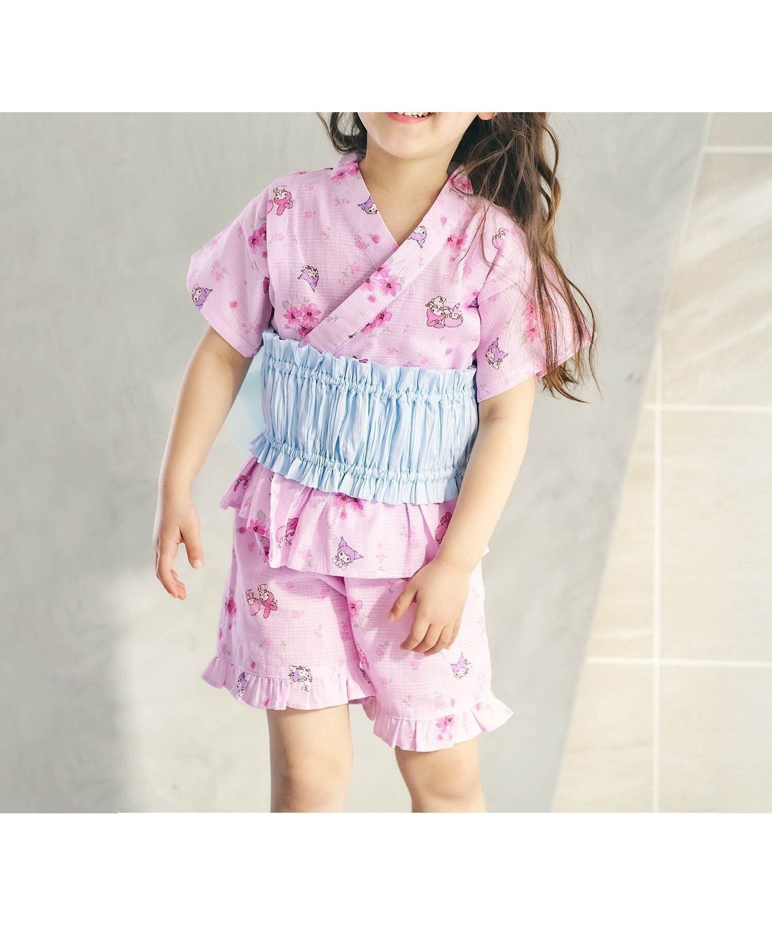 【エフオー オンラインストア/F.O.Online Store / KIDS】の【サンリオキャラクターズ】甚平(帯セット) インテリア・キッズ・メンズ・レディースファッション・服の通販 founy(ファニー) 　ファッション　Fashion　キッズファッション　Fashion for Kids　おすすめ　Recommended / Our Picks　コレクション　Collection, Seasonal Line　夏　Summer　花柄|ID: prp329100004942799 ipo3291000000037099340