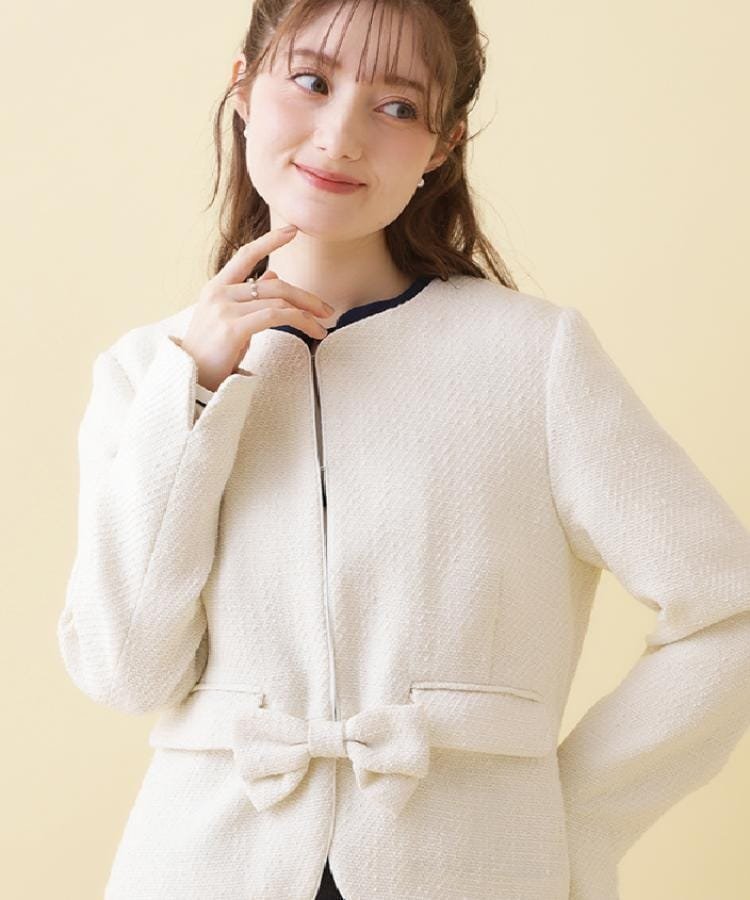 【クチュール ブローチ/Couture Brooch】の【ハレの日・通勤】カルゼスラブツイードジャケット 人気、トレンドファッション・服の通販 founy(ファニー) 　ファッション　Fashion　レディースファッション　Fashion for Women　アウター　Coat / Outerwear Collection　レディースジャケット・軽アウター　Jackets　2026年　2026　ジャケット　Jacket, Outerwear　スマート　Smart, Elegant　セレモニー　Ceremony　ツイード　Twill, Twill Weave　フラップ　Flap, Flap Pocket　ペプラム　Peplum, Flared Hem　ポケット　Pocket, Pocket Detail　リボン　Ribbon, Bow　エレガント 上品　Elegant　ビジネス 仕事 通勤　Business / Work / Commuting　 other-1|ID: prp329100004942808 ipo3291000000037099379