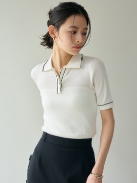 【アニュアンス/anuans】のテンセルポロニットトップス 人気、トレンドファッション・服の通販 founy(ファニー) ファッション Fashion レディースファッション Fashion for Women トップス・カットソー Cut & Sew Tops ニット Knit Tops & Sweaters シンプル Simple, Minimal リラックス Relax, Relaxed Fit エレガント 上品 Elegant |ID:prp329100004942814