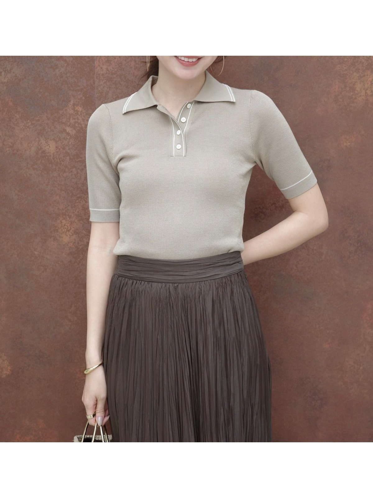 【アニュアンス/anuans】のテンセルポロニットトップス インテリア・キッズ・メンズ・レディースファッション・服の通販 founy(ファニー) 　ファッション　Fashion　レディースファッション　Fashion for Women　トップス・カットソー　Cut & Sew Tops　ニット　Knit Tops & Sweaters　シンプル　Simple, Minimal　リラックス　Relax, Relaxed Fit　エレガント 上品　Elegant　BEIGE|ID: prp329100004942814 ipo3291000000037099436