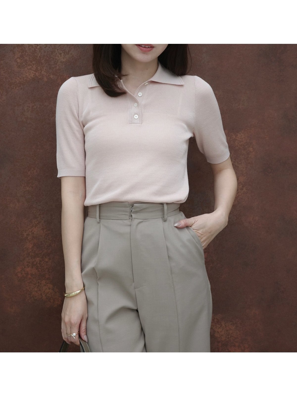 【アニュアンス/anuans】のテンセルポロニットトップス インテリア・キッズ・メンズ・レディースファッション・服の通販 founy(ファニー) 　ファッション　Fashion　レディースファッション　Fashion for Women　トップス・カットソー　Cut & Sew Tops　ニット　Knit Tops & Sweaters　シンプル　Simple, Minimal　リラックス　Relax, Relaxed Fit　エレガント 上品　Elegant　PINK|ID: prp329100004942814 ipo3291000000037099438