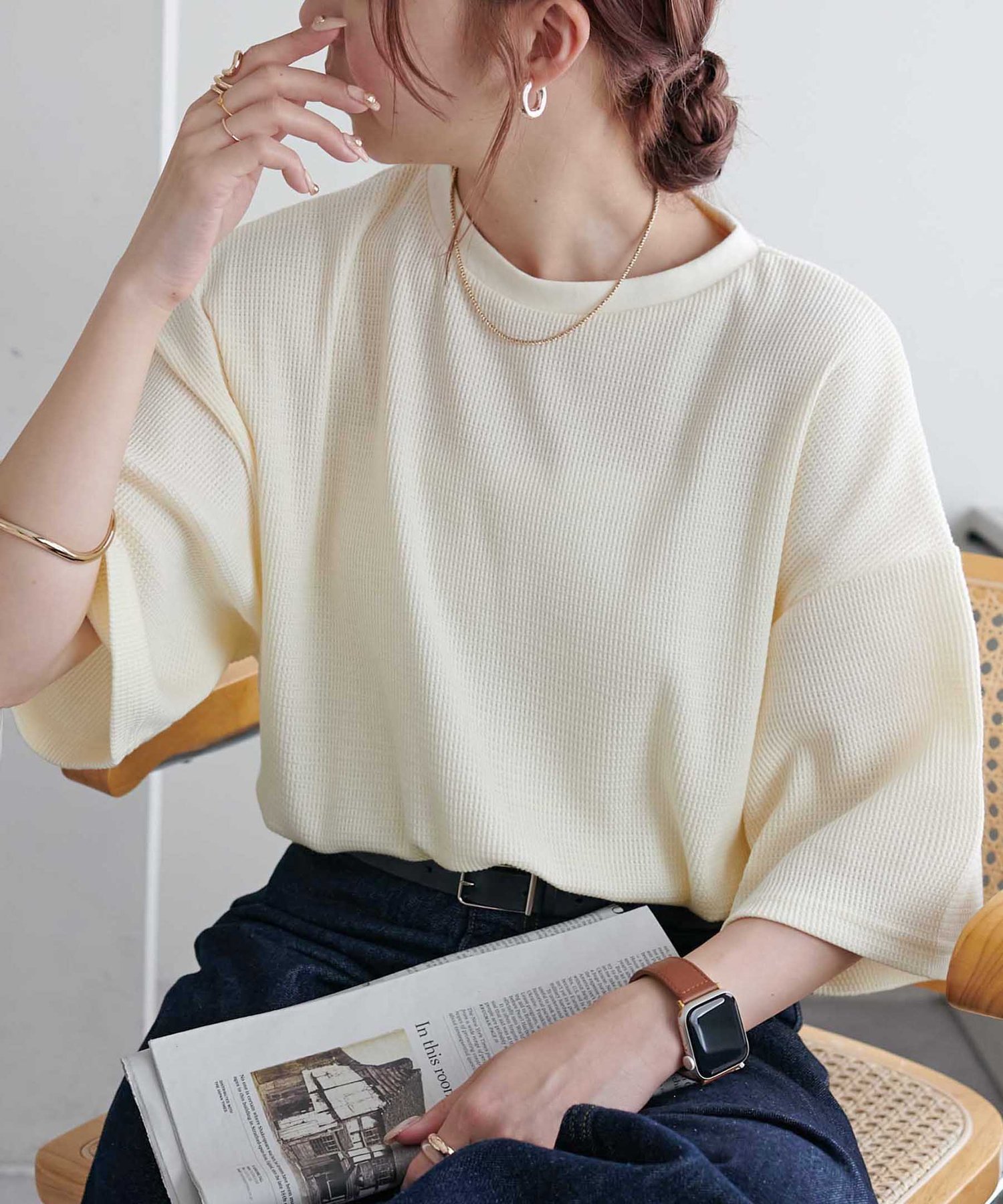 【ディスコート/Discoat】の【24色展開】ワッフル半袖Tシャツ《WEB限定》 インテリア・キッズ・メンズ・レディースファッション・服の通販 founy(ファニー) 　ファッション　Fashion　レディースファッション　Fashion for Women　トップス・カットソー　Cut & Sew Tops　シャツ・ブラウス・オフィスカジュアル　Elegant Blouses & Button-Ups　ロングTシャツ・Tシャツ　Longline T-Shirts & Tees　おすすめ　Recommended / Our Picks　シンプル　Simple, Minimal　ラウンド　Round, Round Neck　ワッフル　Waffle, Waffle Knit　半袖　Short Sleeve, Half Sleeve　夏　Summer　アイボリー|ID: prp329100004942816 ipo3291000000037099457