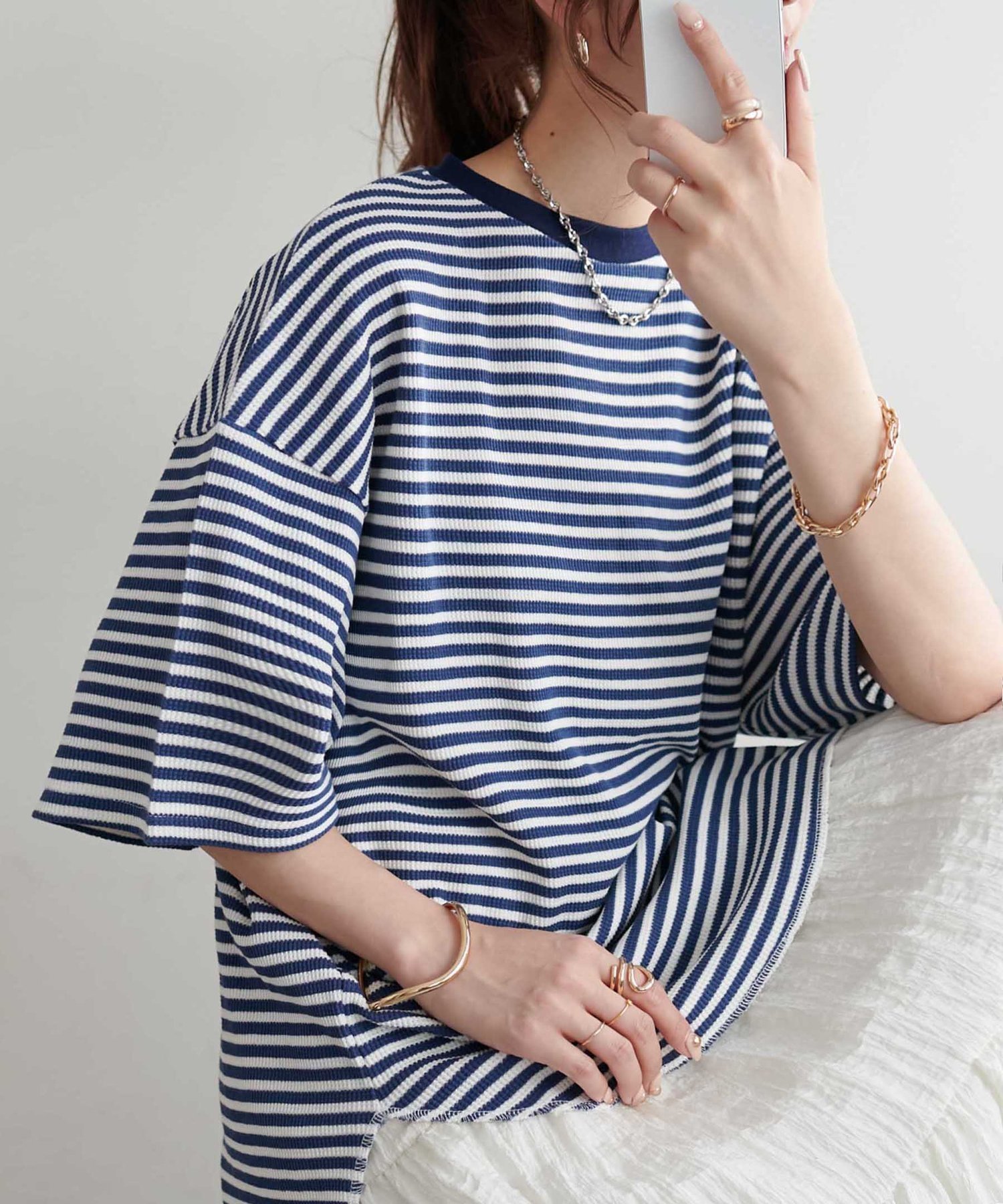 【ディスコート/Discoat】の【24色展開】ワッフル半袖Tシャツ《WEB限定》 インテリア・キッズ・メンズ・レディースファッション・服の通販 founy(ファニー) 　ファッション　Fashion　レディースファッション　Fashion for Women　トップス・カットソー　Cut & Sew Tops　シャツ・ブラウス・オフィスカジュアル　Elegant Blouses & Button-Ups　ロングTシャツ・Tシャツ　Longline T-Shirts & Tees　おすすめ　Recommended / Our Picks　シンプル　Simple, Minimal　ラウンド　Round, Round Neck　ワッフル　Waffle, Waffle Knit　半袖　Short Sleeve, Half Sleeve　夏　Summer　ミッドナイトブルー|ID: prp329100004942816 ipo3291000000037099463