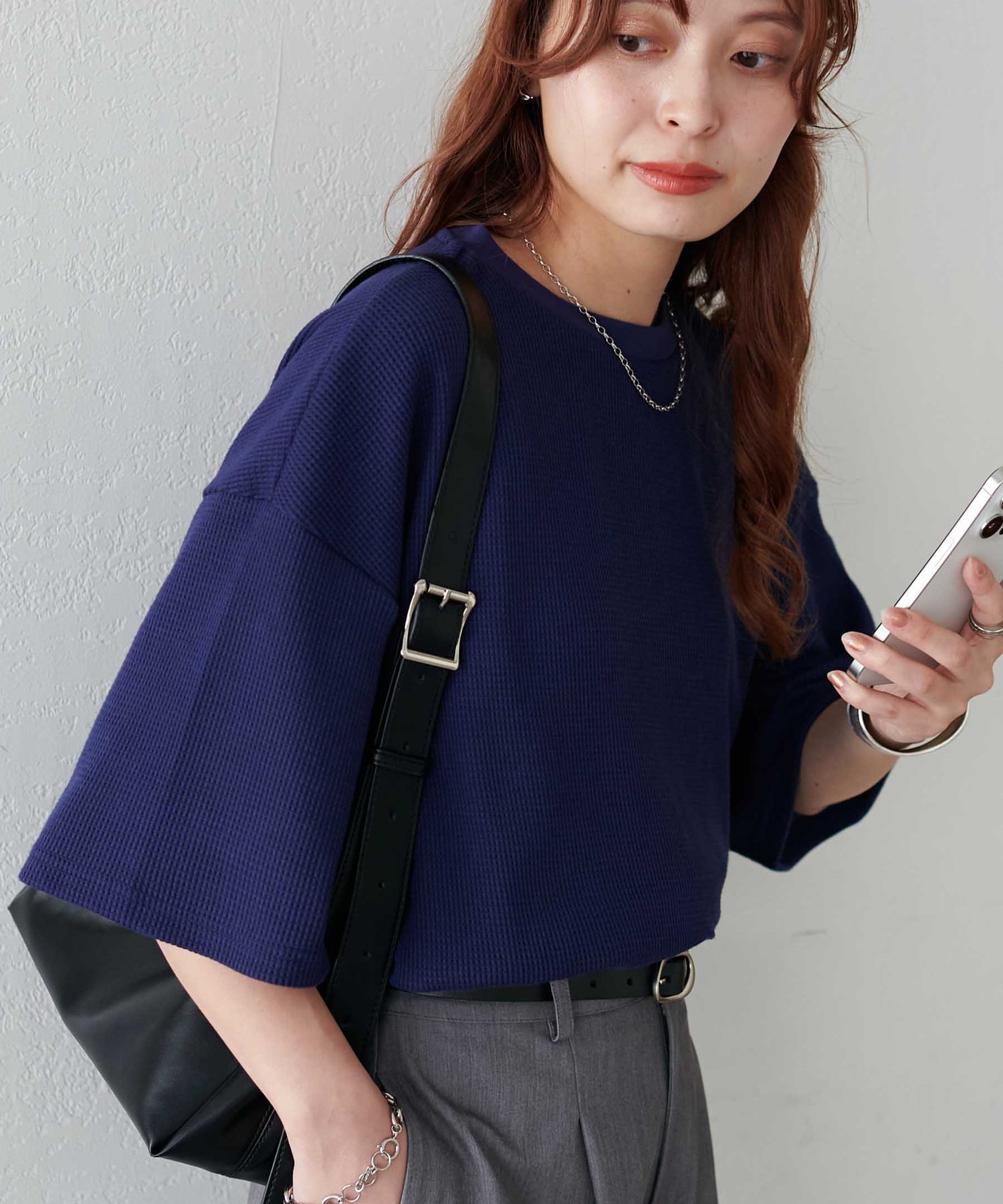 【ディスコート/Discoat】の【24色展開】ワッフル半袖Tシャツ《WEB限定》 インテリア・キッズ・メンズ・レディースファッション・服の通販 founy(ファニー) 　ファッション　Fashion　レディースファッション　Fashion for Women　トップス・カットソー　Cut & Sew Tops　シャツ・ブラウス・オフィスカジュアル　Elegant Blouses & Button-Ups　ロングTシャツ・Tシャツ　Longline T-Shirts & Tees　おすすめ　Recommended / Our Picks　シンプル　Simple, Minimal　ラウンド　Round, Round Neck　ワッフル　Waffle, Waffle Knit　半袖　Short Sleeve, Half Sleeve　夏　Summer　ネイビー|ID: prp329100004942816 ipo3291000000037099464