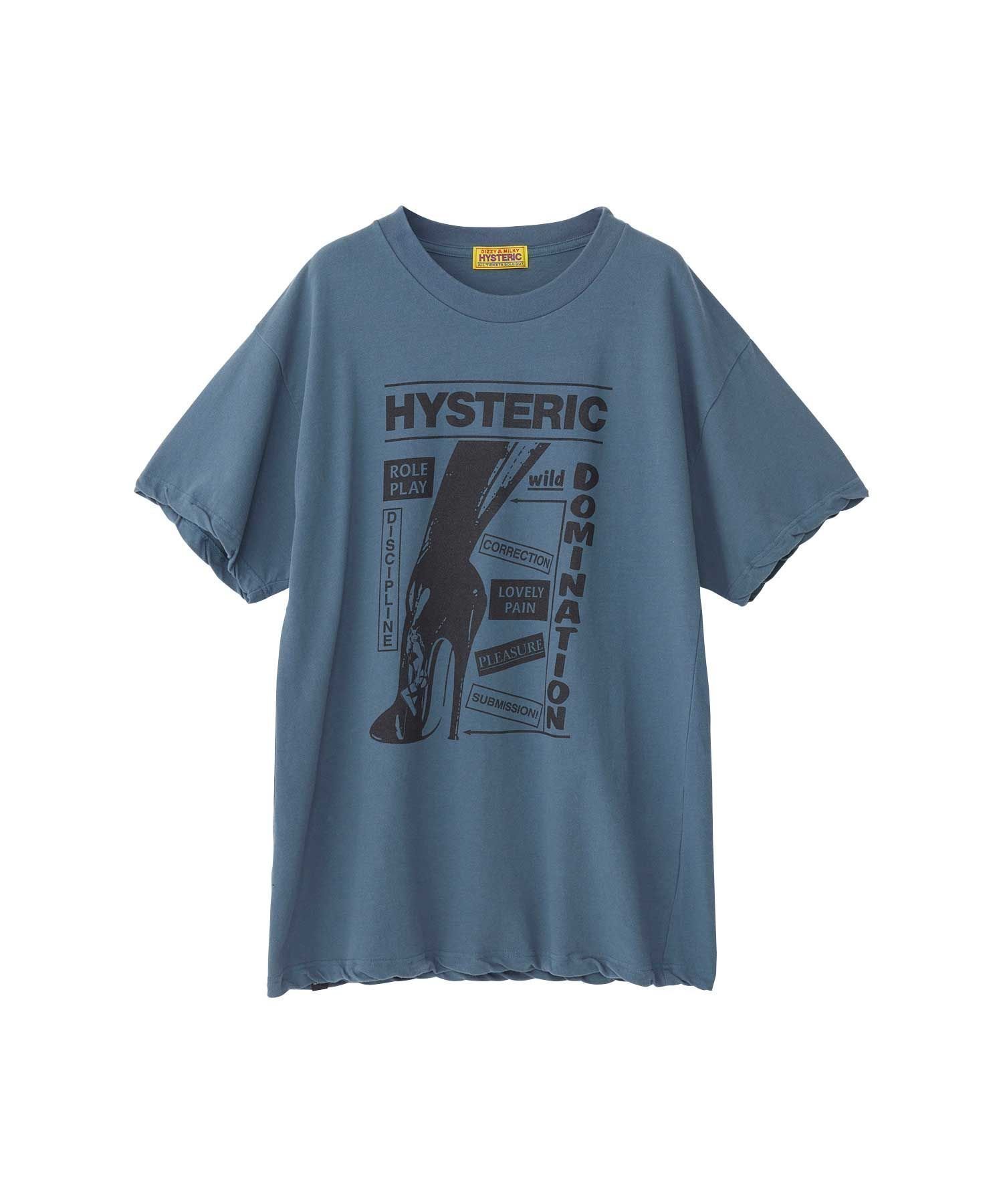 【ヒステリックグラマー/HYSTERIC GLAMOUR】のHYS DOMINATRIX BOOT オーバーサイズTシャツ インテリア・キッズ・メンズ・レディースファッション・服の通販 founy(ファニー) 　ファッション　Fashion　レディースファッション　Fashion for Women　トップス・カットソー　Cut & Sew Tops　シャツ・ブラウス・オフィスカジュアル　Elegant Blouses & Button-Ups　ロングTシャツ・Tシャツ　Longline T-Shirts & Tees　グラフィック　Graphic, Graphic Design　ボックス　Boxy, Box Shape　レギンス　Leggings, Stretch Pants　ロンドン　London Style, British Inspired　エレガント 上品　Elegant　ブルー|ID: prp329100004942819 ipo3291000000037099489