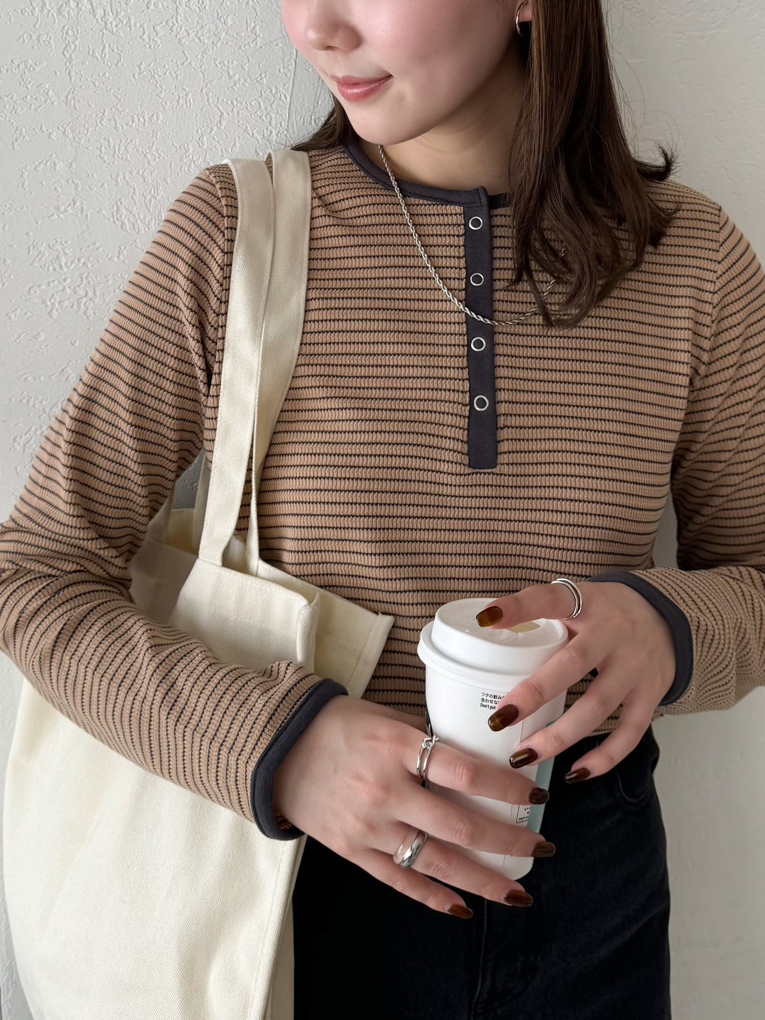 【ディスコート/Discoat】の【20色展開/インナー使いにも◎】ワッフルボーダー長袖Tシャツ《WEB限定》 インテリア・キッズ・メンズ・レディースファッション・服の通販 founy(ファニー) 　ファッション　Fashion　レディースファッション　Fashion for Women　トップス・カットソー　Cut & Sew Tops　シャツ・ブラウス・オフィスカジュアル　Elegant Blouses & Button-Ups　ロングTシャツ・Tシャツ　Longline T-Shirts & Tees　インナー　Innerwear　シンプル　Simple, Minimal　とろみ　Fluid, Flowy Fabric　長袖　Long Sleeve, Full Sleeve　バランス　Balance, Style Balance　ボトム　Bottoms, Lower Wear　ボーダー　Border, Stripe　リラックス　Relax, Relaxed Fit　ワッフル　Waffle, Waffle Knit　おすすめ　Recommended / Our Picks　ベージュその他1|ID: prp329100004942826 ipo3291000000037099528